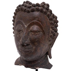 Tête de Bouddha Shakyamuni en bronze chinois, vers 1800