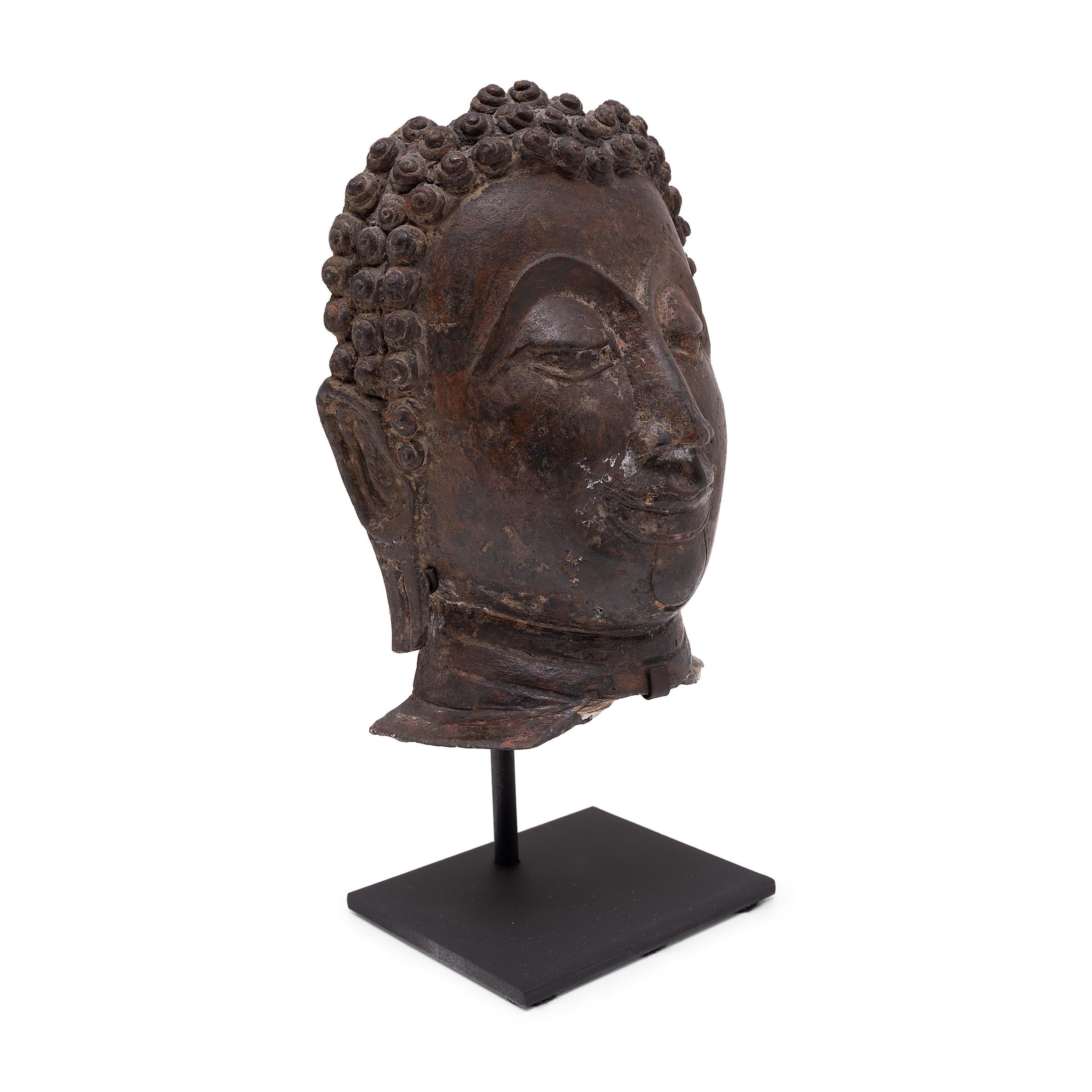 Qing Chinese Bronze Shakyamuni Buddha Head, c. 1800