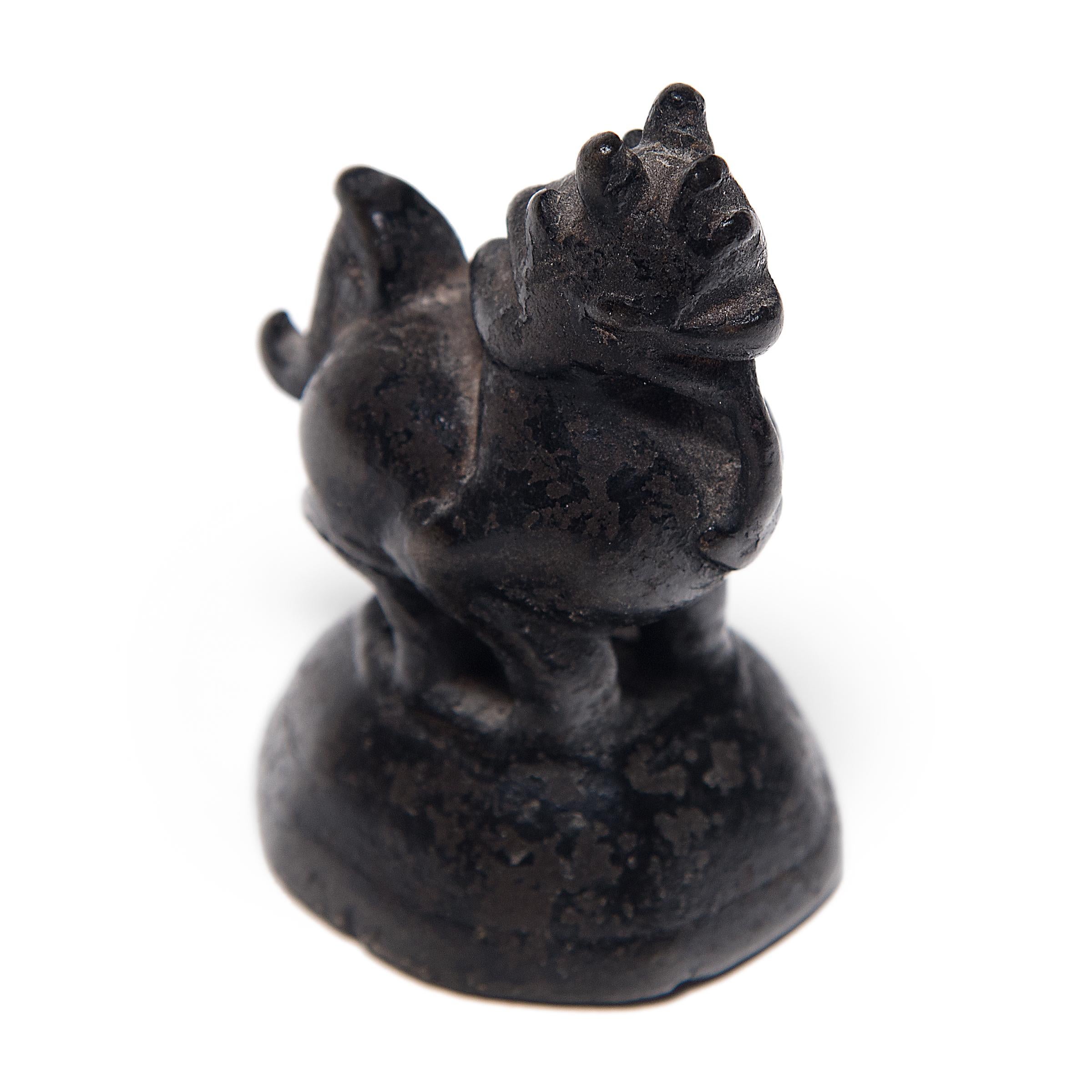 Chinese Bronze Shizi Opium Weight, circa 1900 In Good Condition In Chicago, IL