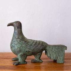 Chinese Bronze Statue Vessel of Three Legged Bird