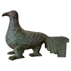 Chinese Bronze Statue Vessel of Three Legged Bird