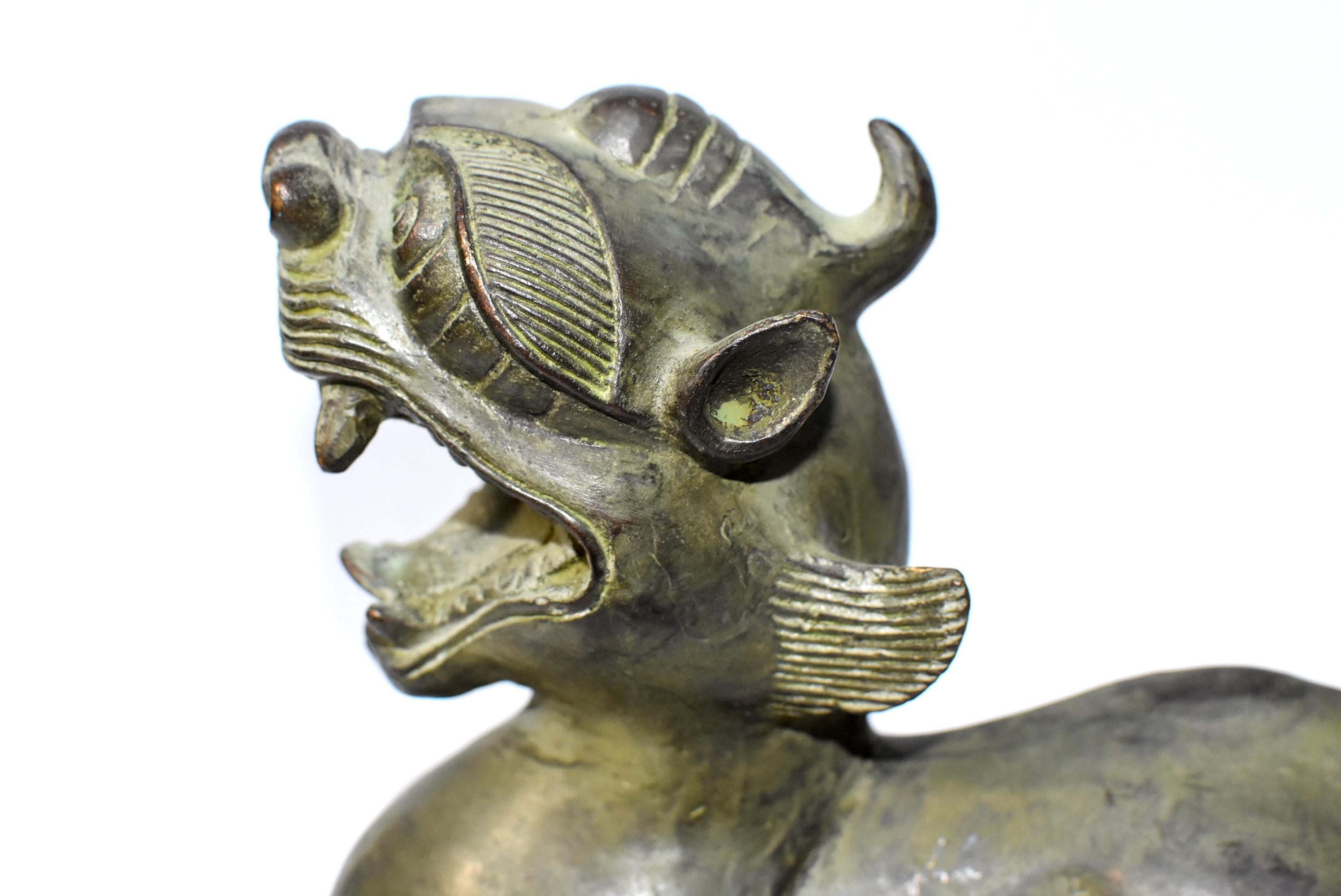Chinese Bronze Statues Pi Xiu Dragon Pair 4