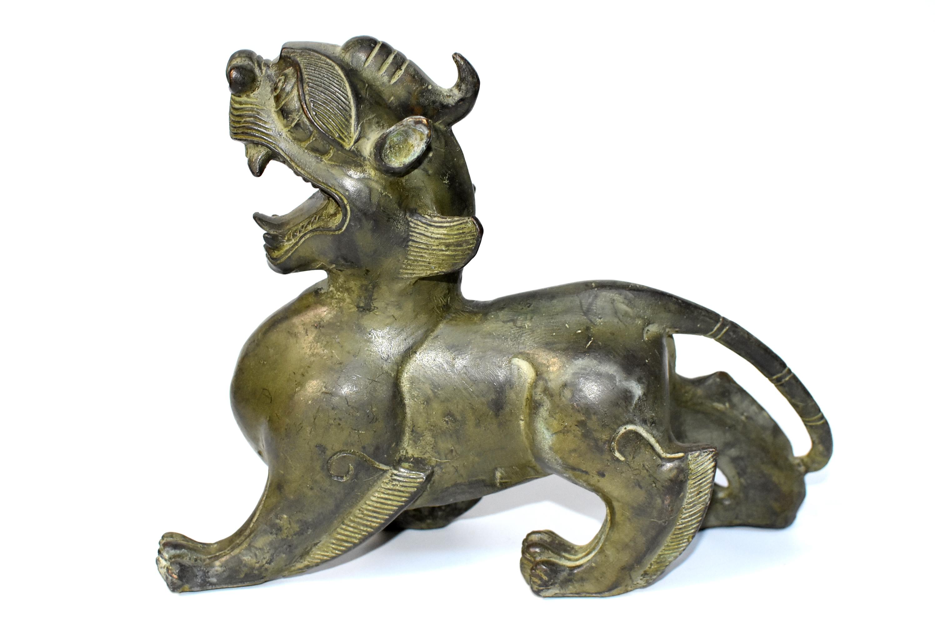 Chinese Bronze Statues Pi Xiu Dragon Pair 7
