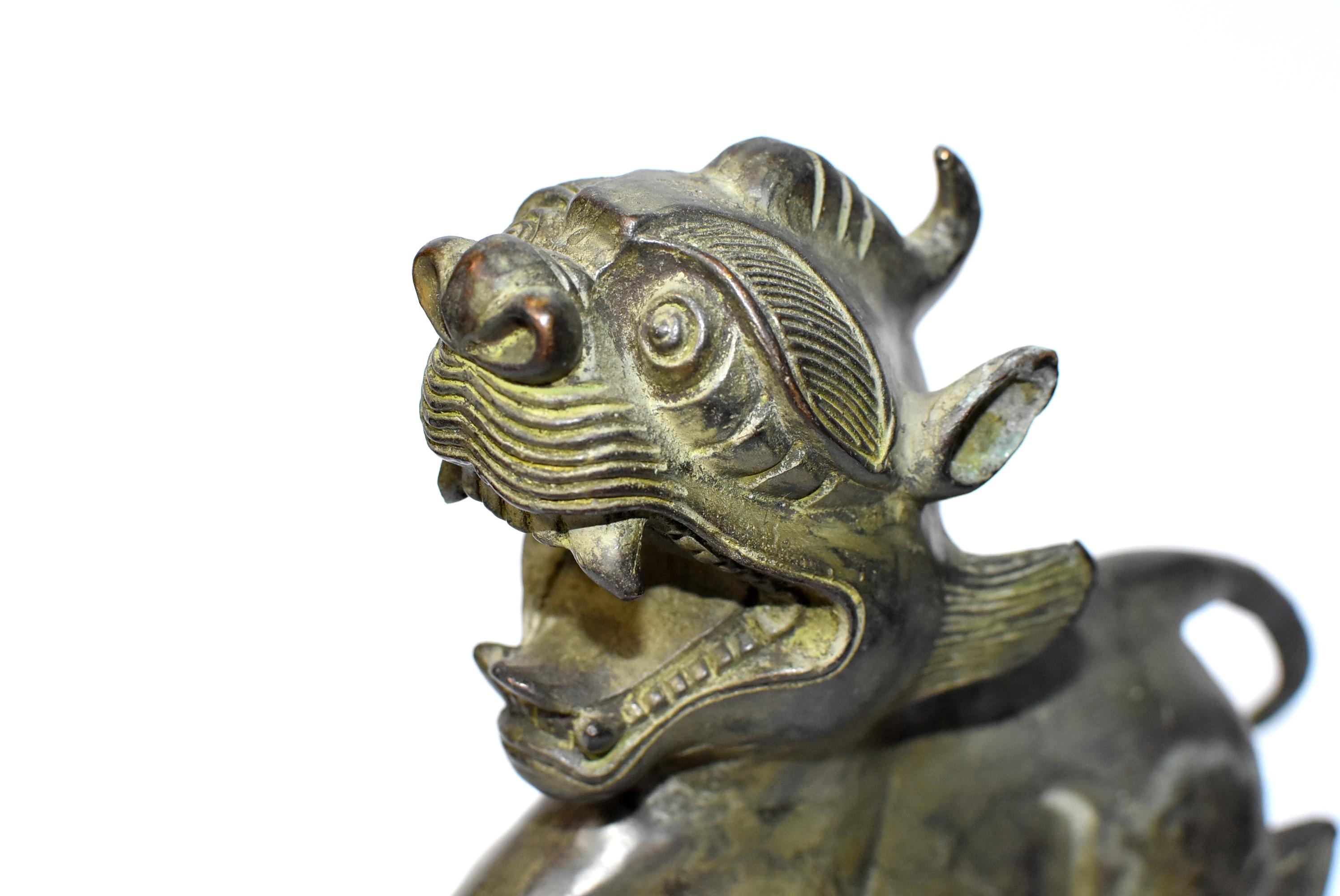Chinese Bronze Statues Pi Xiu Dragon Pair 12