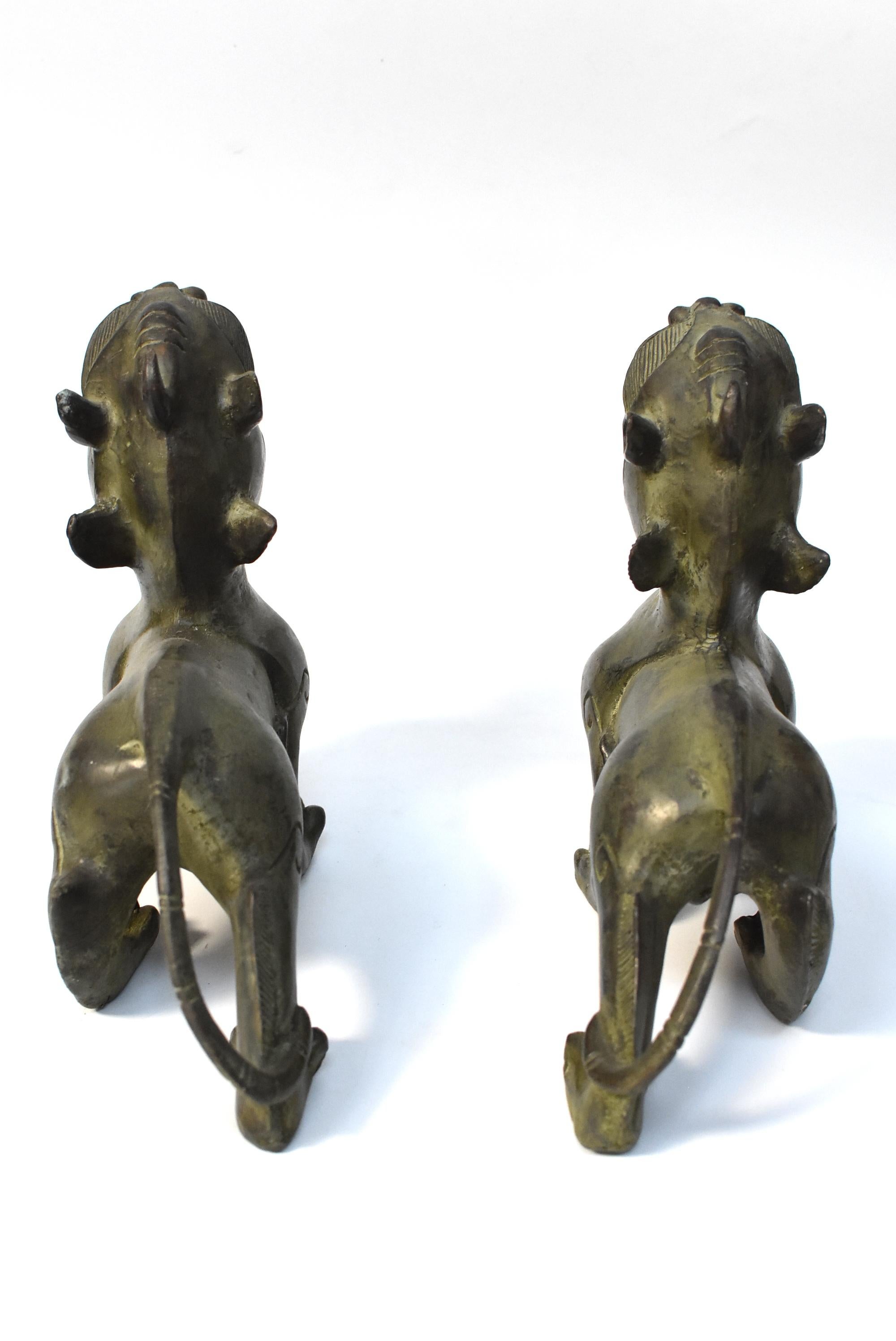 Chinese Bronze Statues Pi Xiu Dragon Pair 1