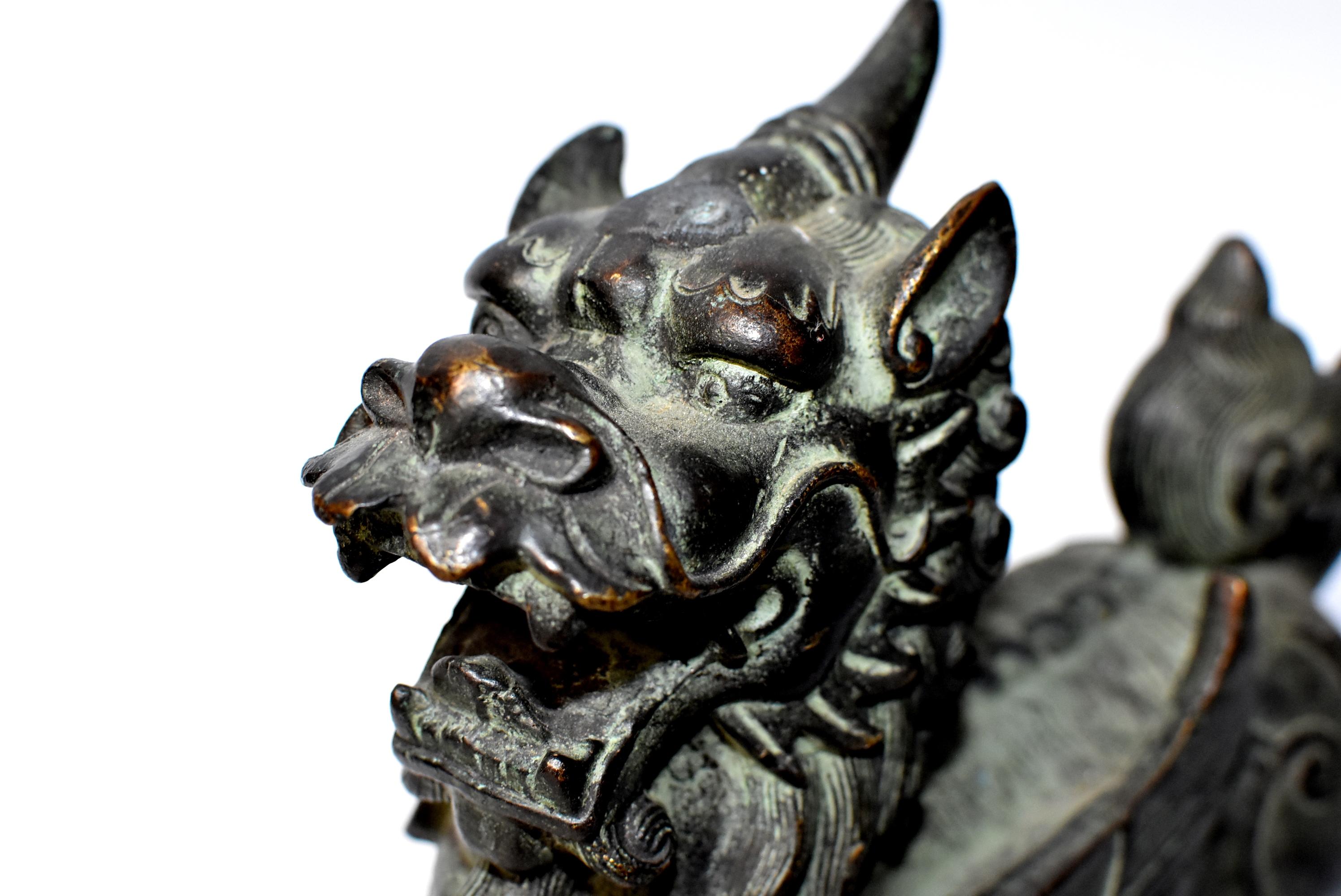 Chinese Bronze Statues Pi Xiu Lions, Pair 12