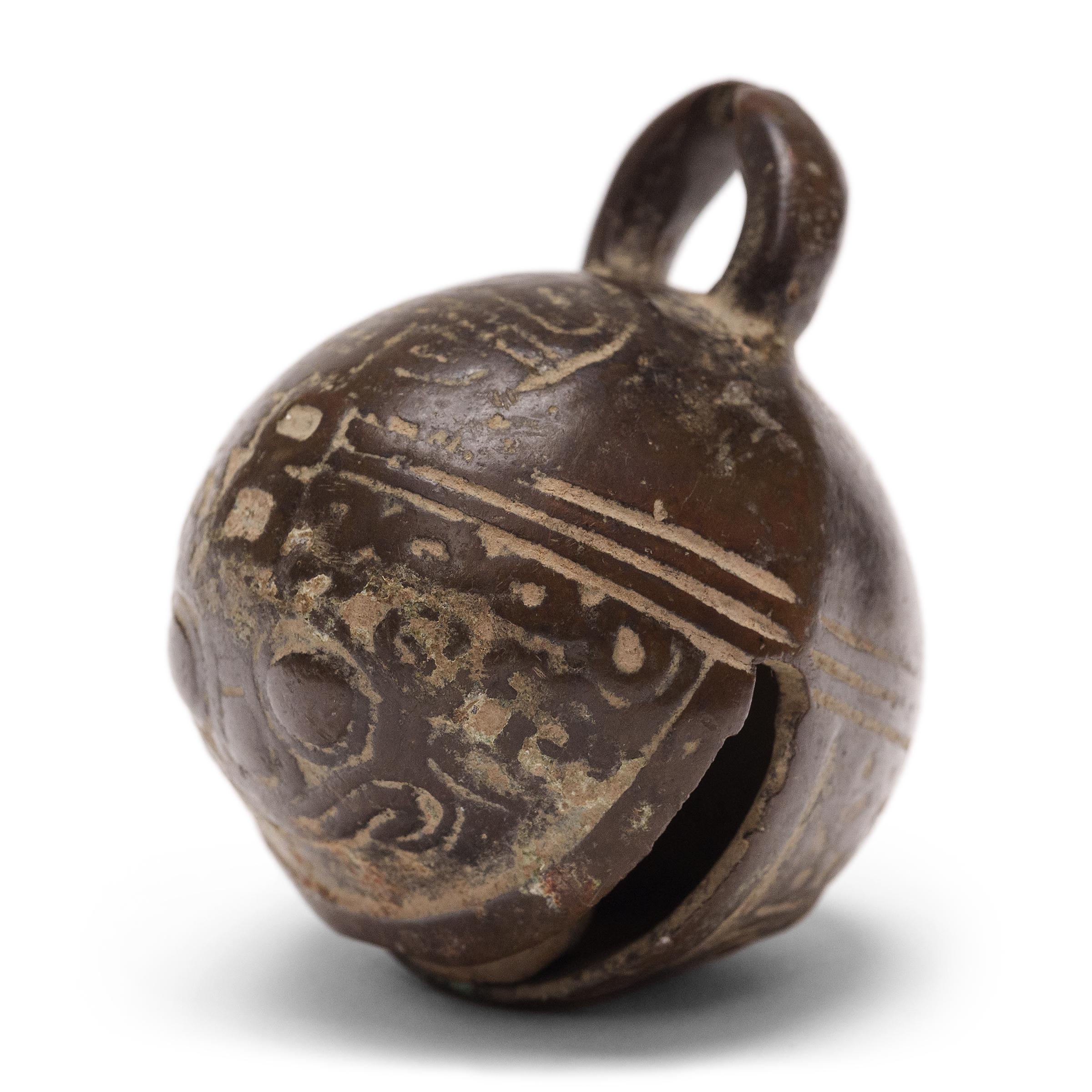Primitive Chinese Bronze Taotie Cow Bell, c. 1850