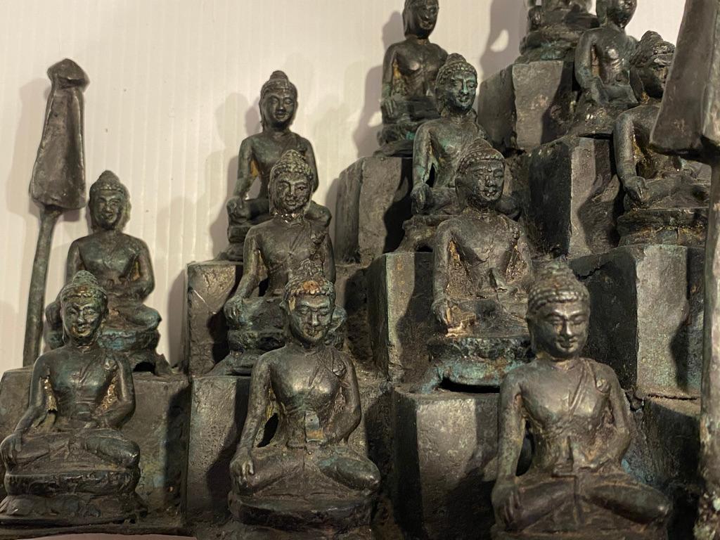 Chinese Bronze Temple of 22 Buddhas In Good Condition For Sale In Sarasota, FL