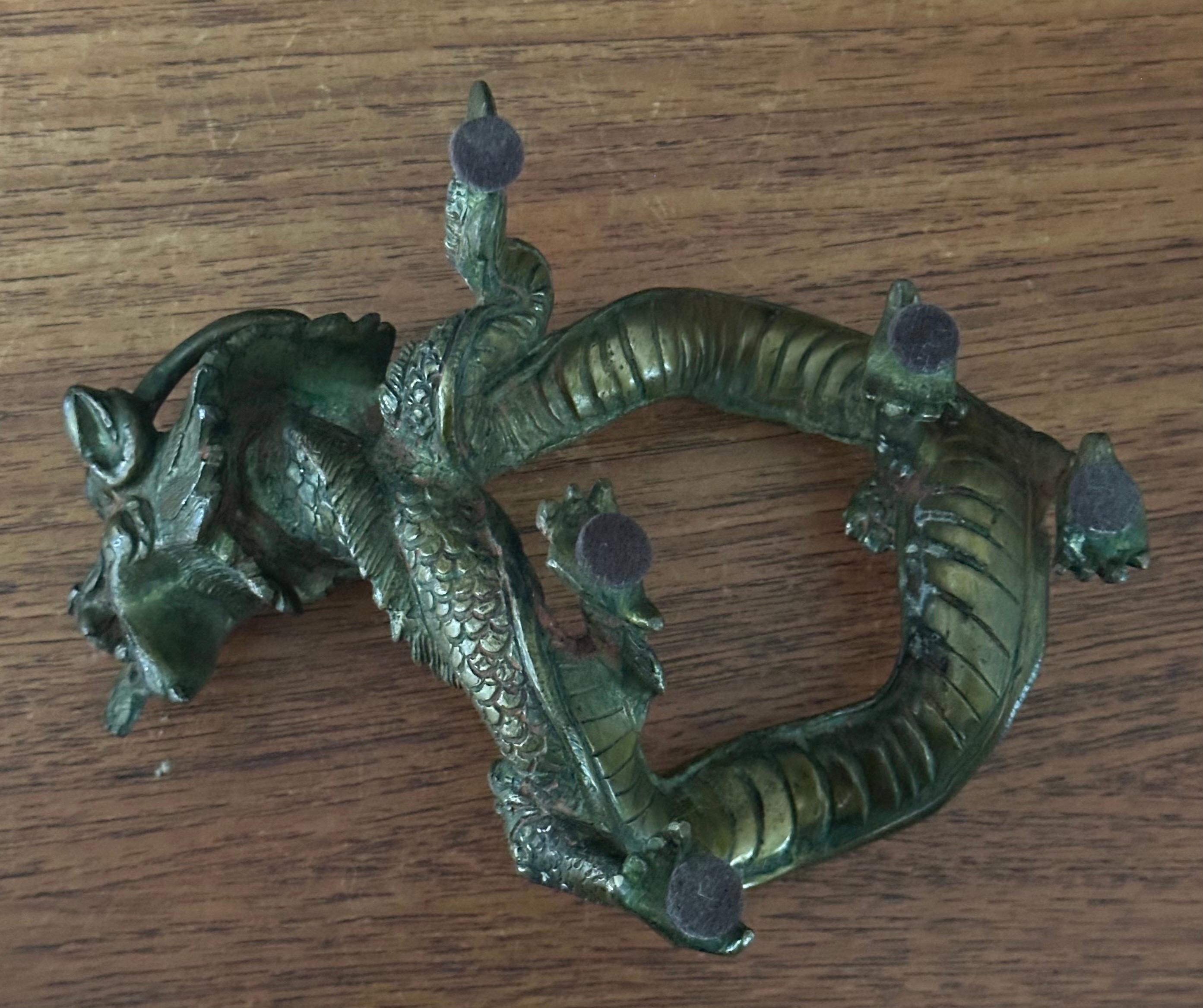 Encensoir / brûleur d'encens chinois en bronze trois pièces Dragon / Chien Foo en vente 10