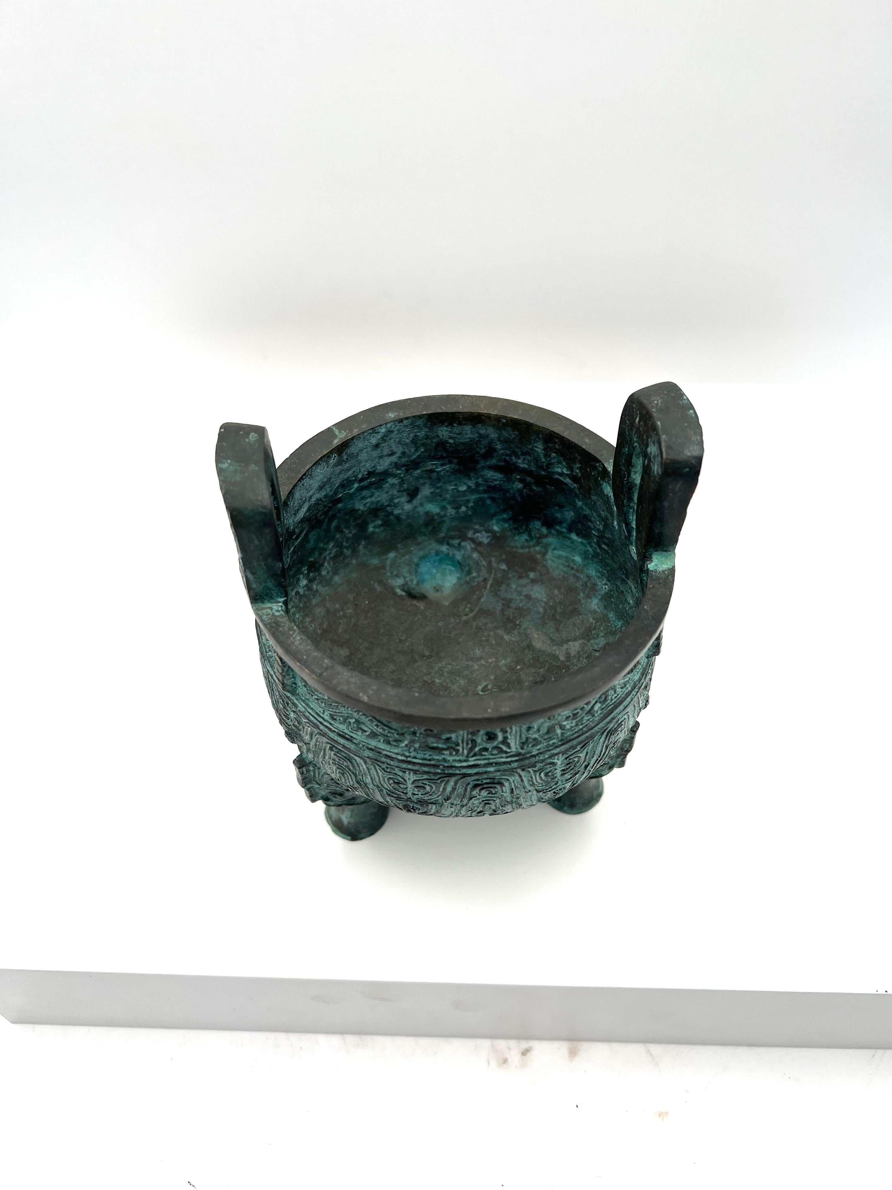 20th Century Chinese Bronze Urn Verdigris Finish