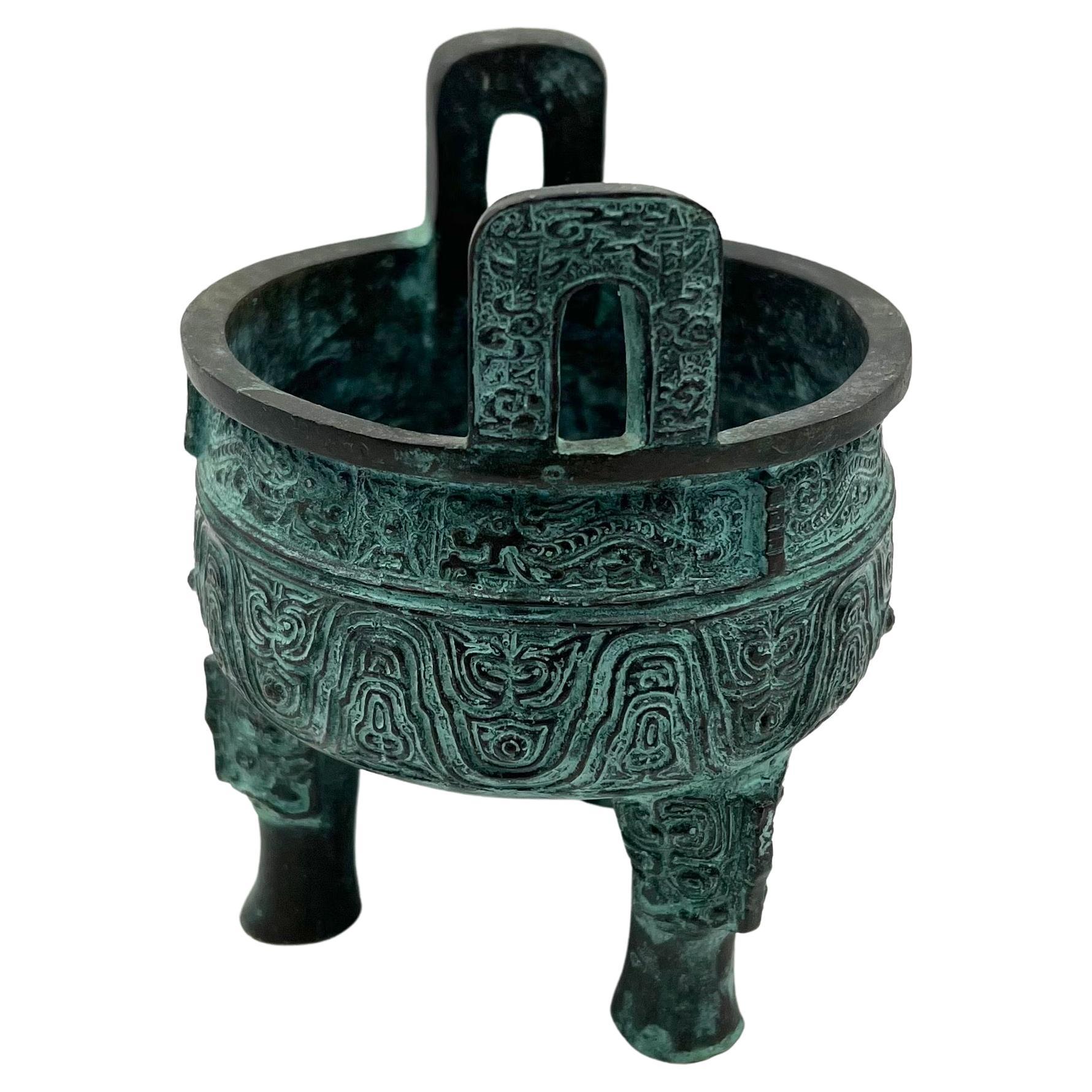 Chinese Bronze Urn Verdigris Finish