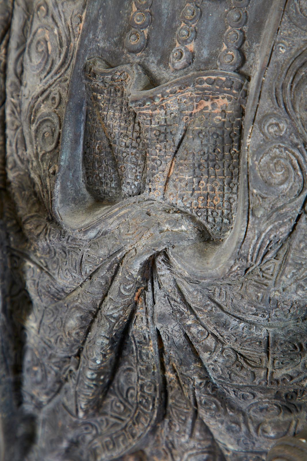 Chinese Style Bronzed Metal Standing Buddha with Verdigris Patina 5