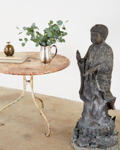 Chinese Style Bronzed Metal Standing Buddha with Verdigris Patina