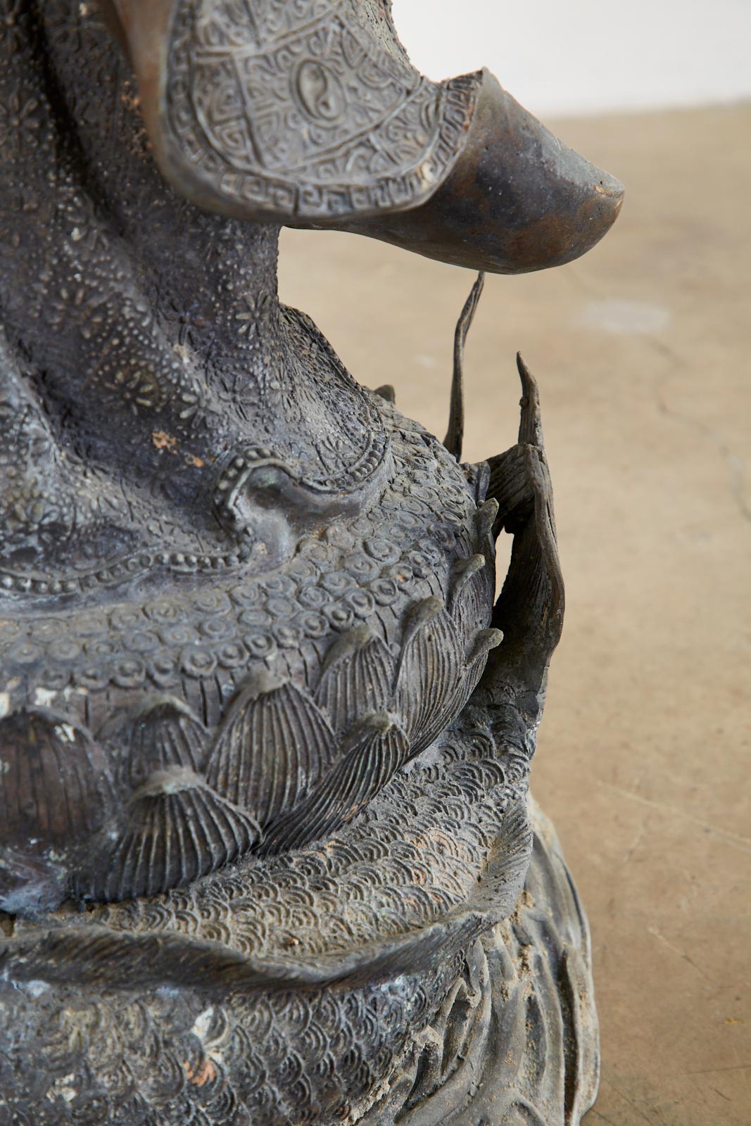 Chinese Style Bronzed Metal Standing Buddha with Verdigris Patina 12