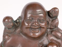 Chinese Bronzed Seated Buddha with Boys