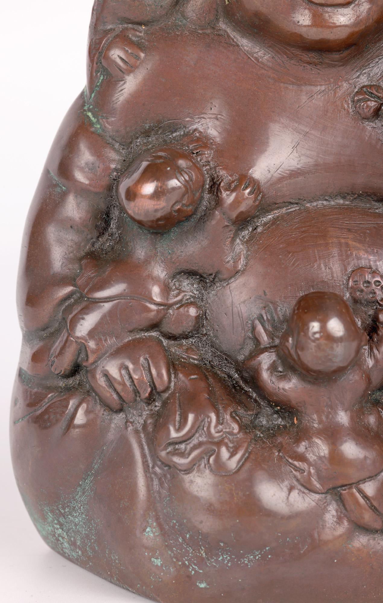 20th Century Chinese Bronzed Seated Buddha with Boys For Sale