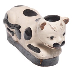 Chinese Brown and White Cat Headrest, circa 1900