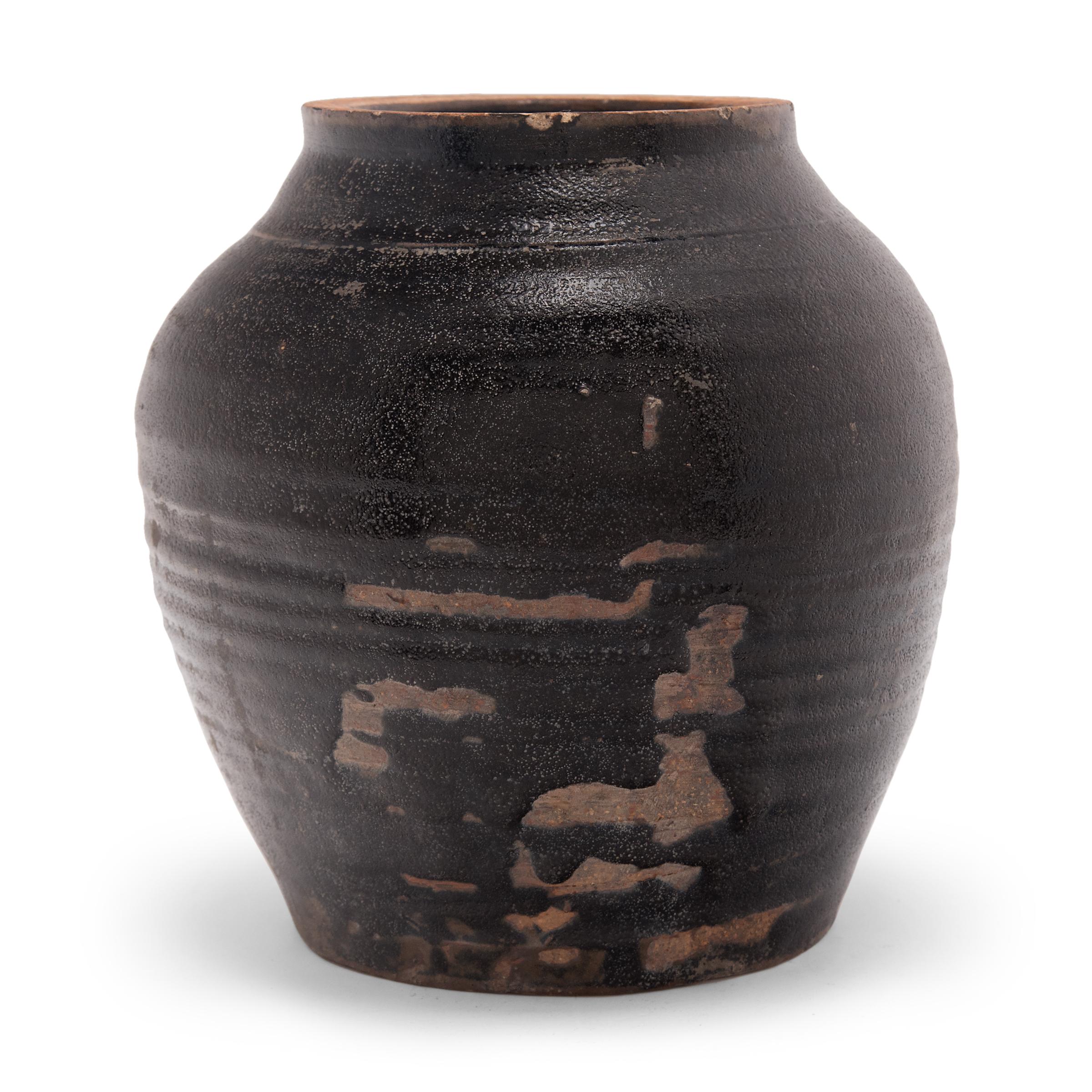 Rustic Chinese Brown Glazed Storage Jar, c. 1900