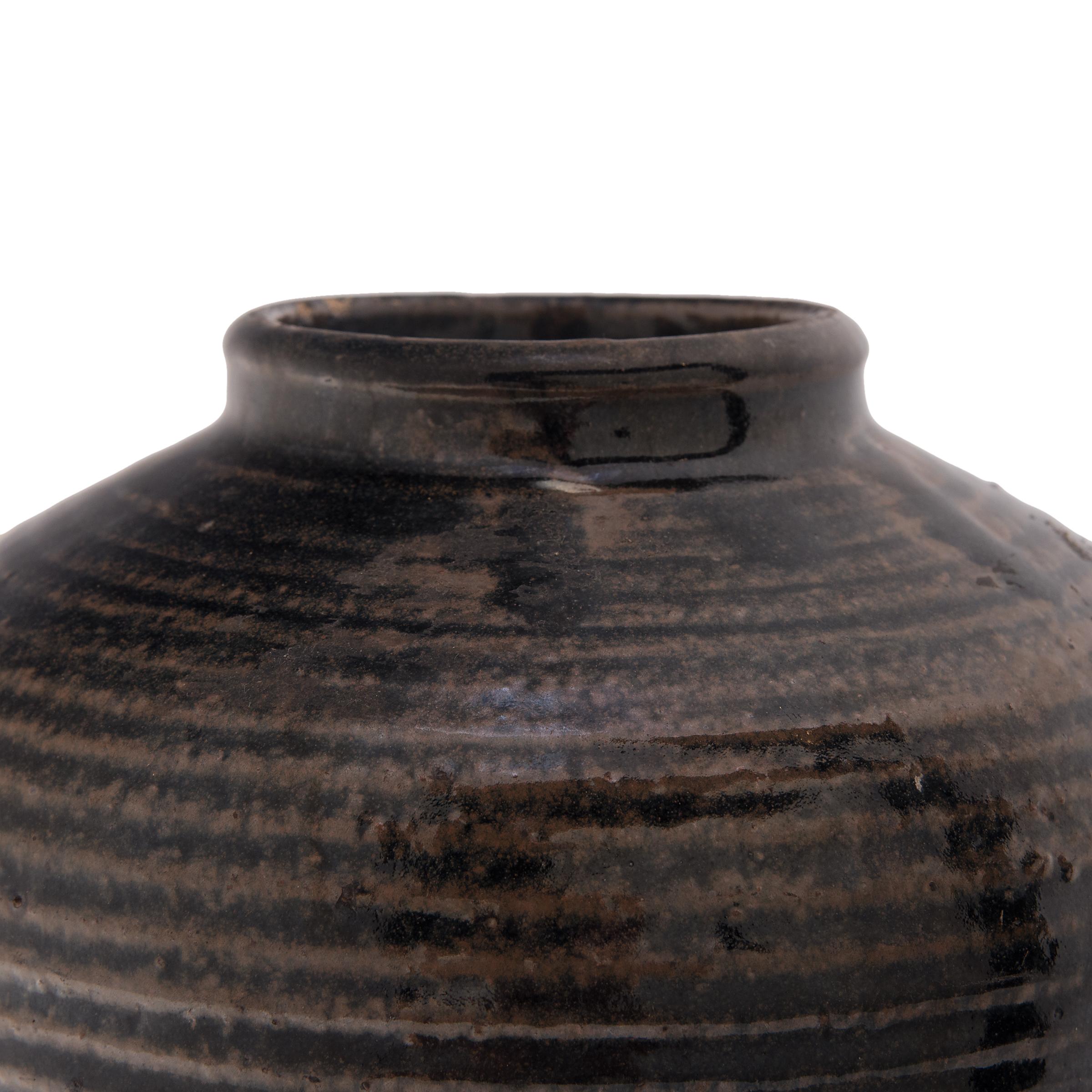 Ceramic Chinese Brown Glazed Storage Jar, c. 1900