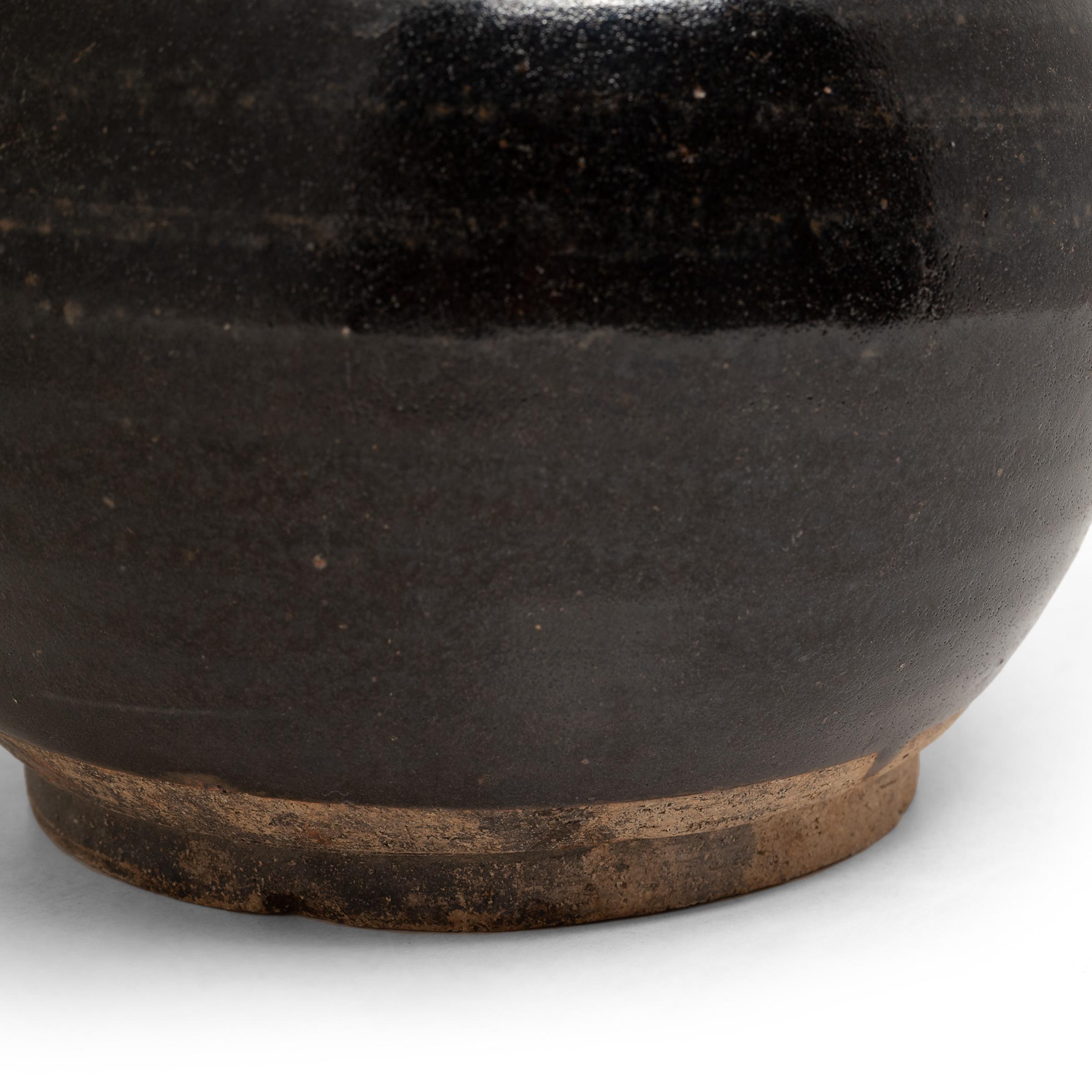 Ceramic Chinese Brown Glazed Storage Jar, c. 1900