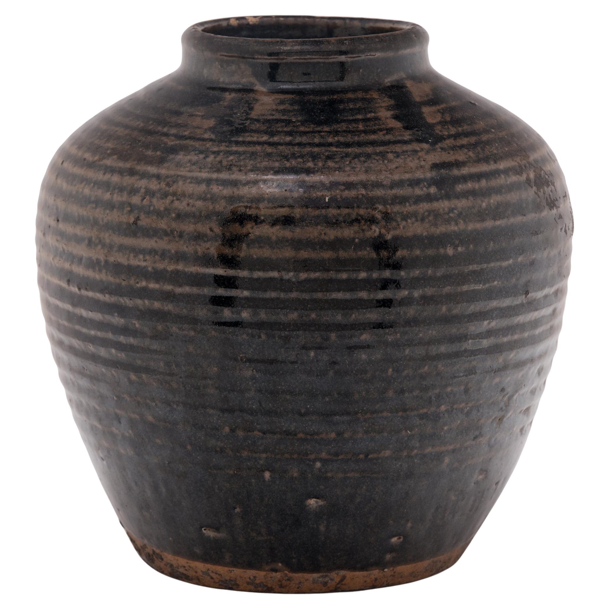 Chinese Brown Glazed Storage Jar, c. 1900