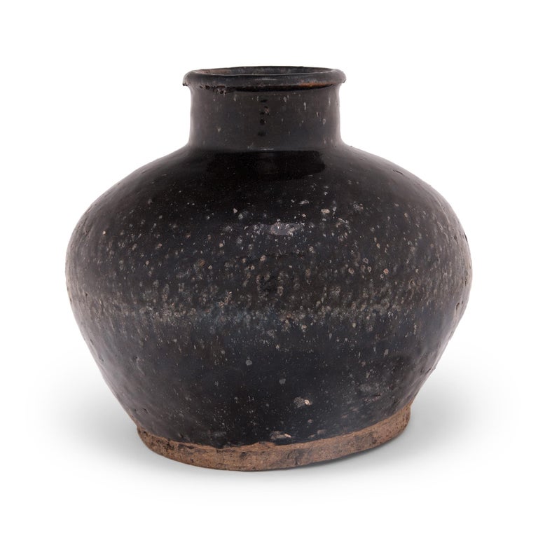 Qing Chinese Brown Glazed Wine Jar, c. 1900 For Sale