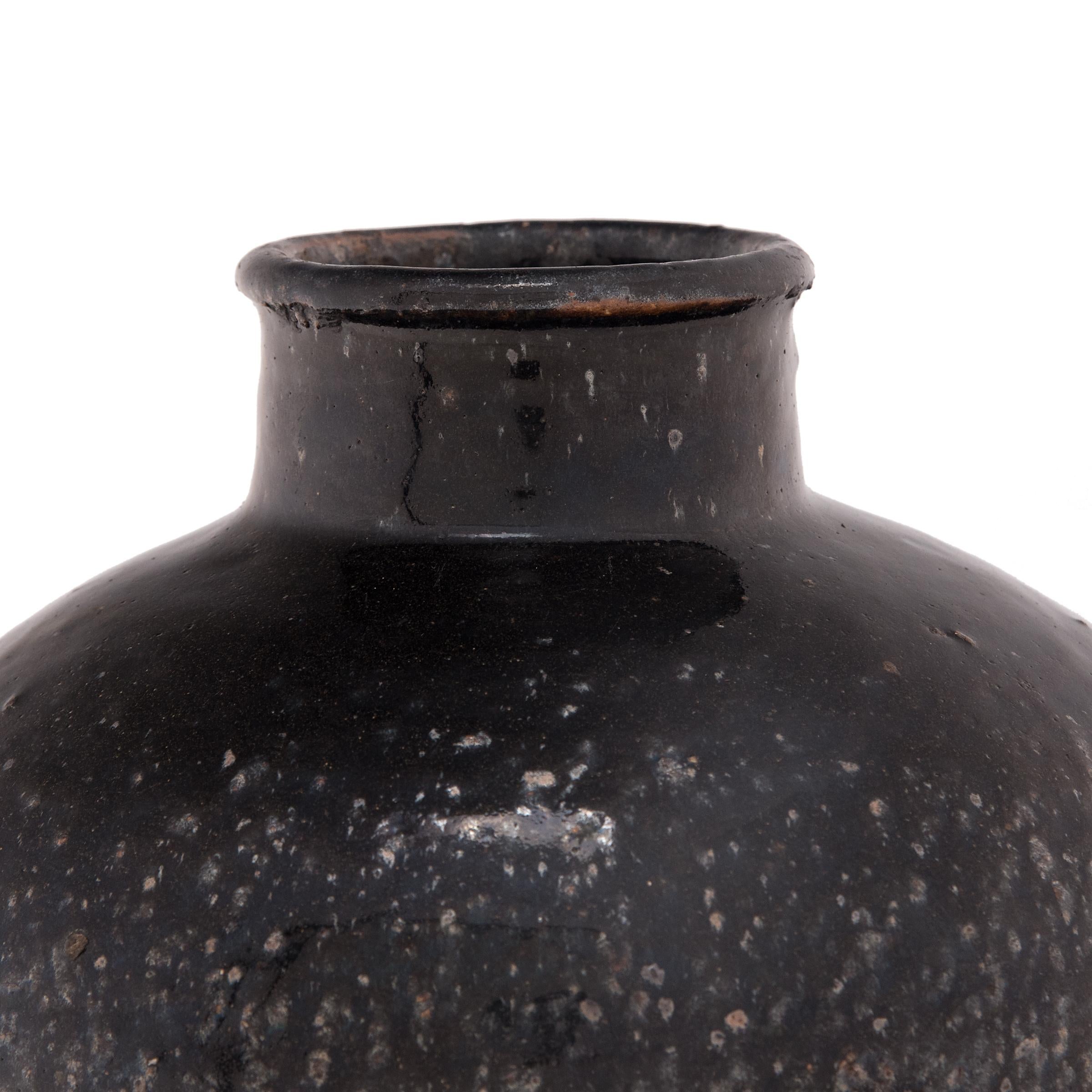 20th Century Chinese Brown Glazed Wine Jar, c. 1900