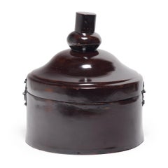 Chinese Brown Lacquer Winter Hat Box, circa 1850