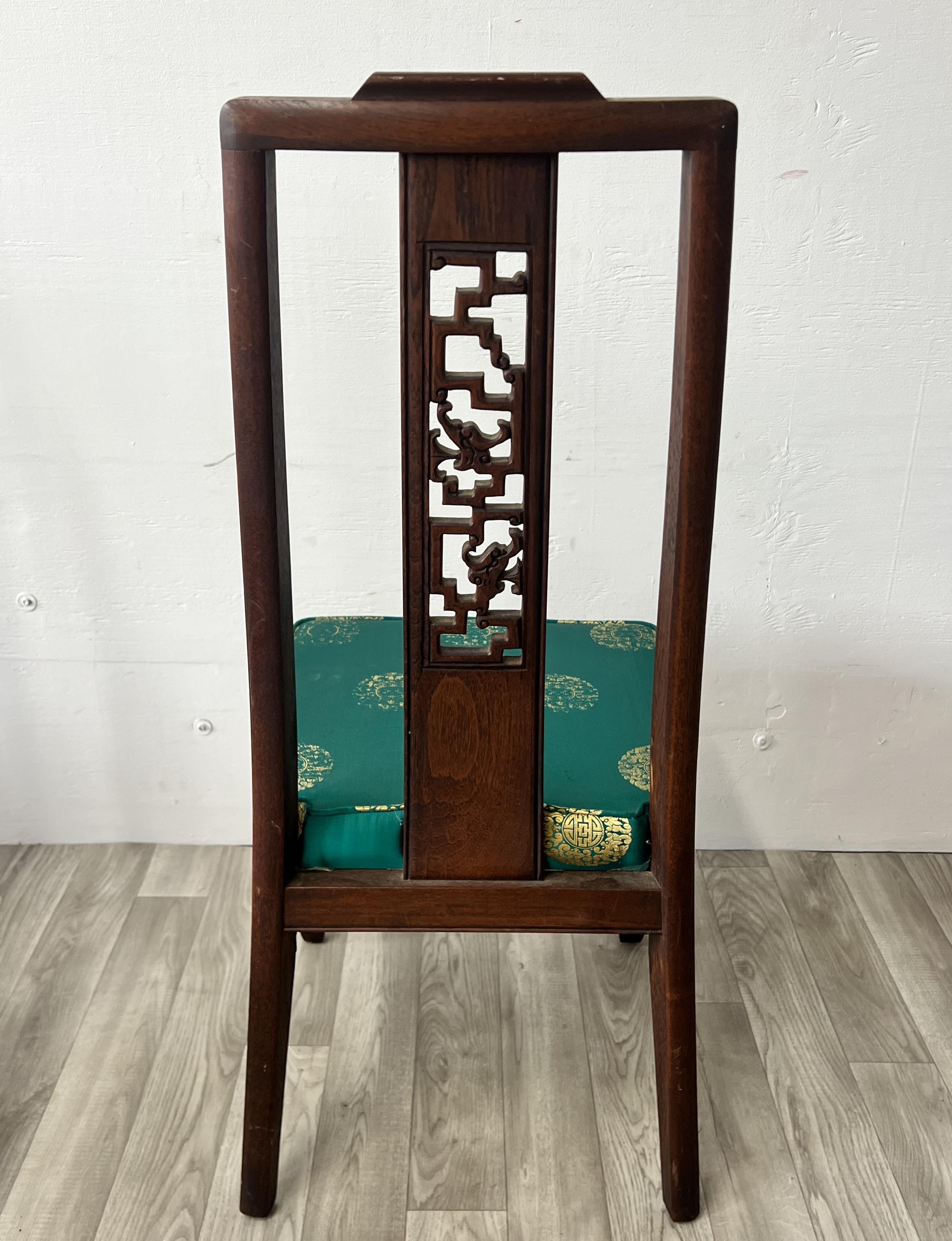 Chaises de salle à manger en bois Brown Wood Ancient Dragon Motif Back Panel Set of 6 en vente 2
