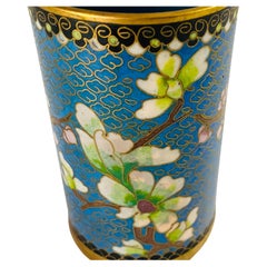 Chinese Brush Pen Holder Blue Color Cloisoné 20th Century