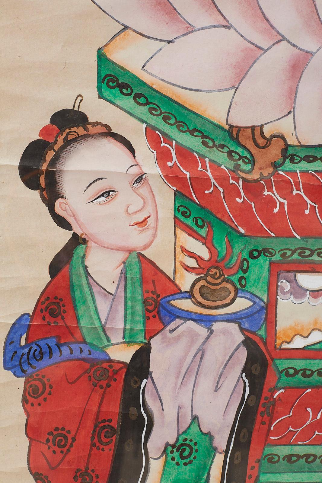 Chinese Buddhist Bodhisattva Guanyin Painting Framed 1