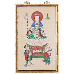 Chinese Buddhist Bodhisattva Guanyin Painting Framed