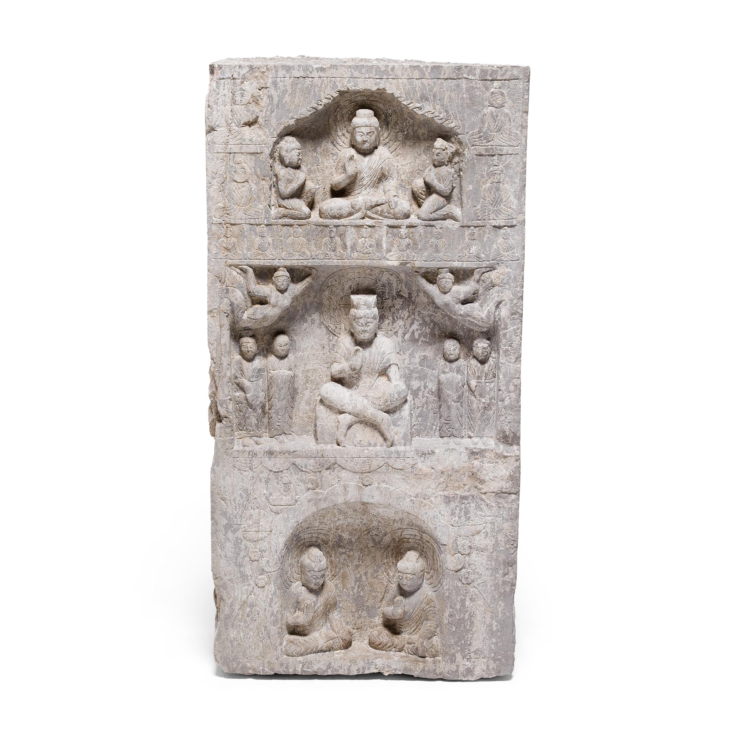 Qing Chinese Buddhist Stone Column, c. 1850