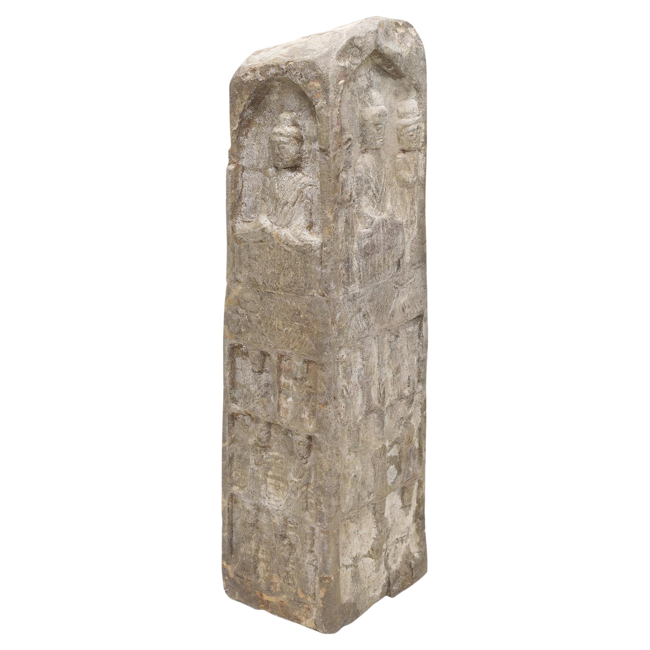 Colonna buddista cinese in pietra Steele