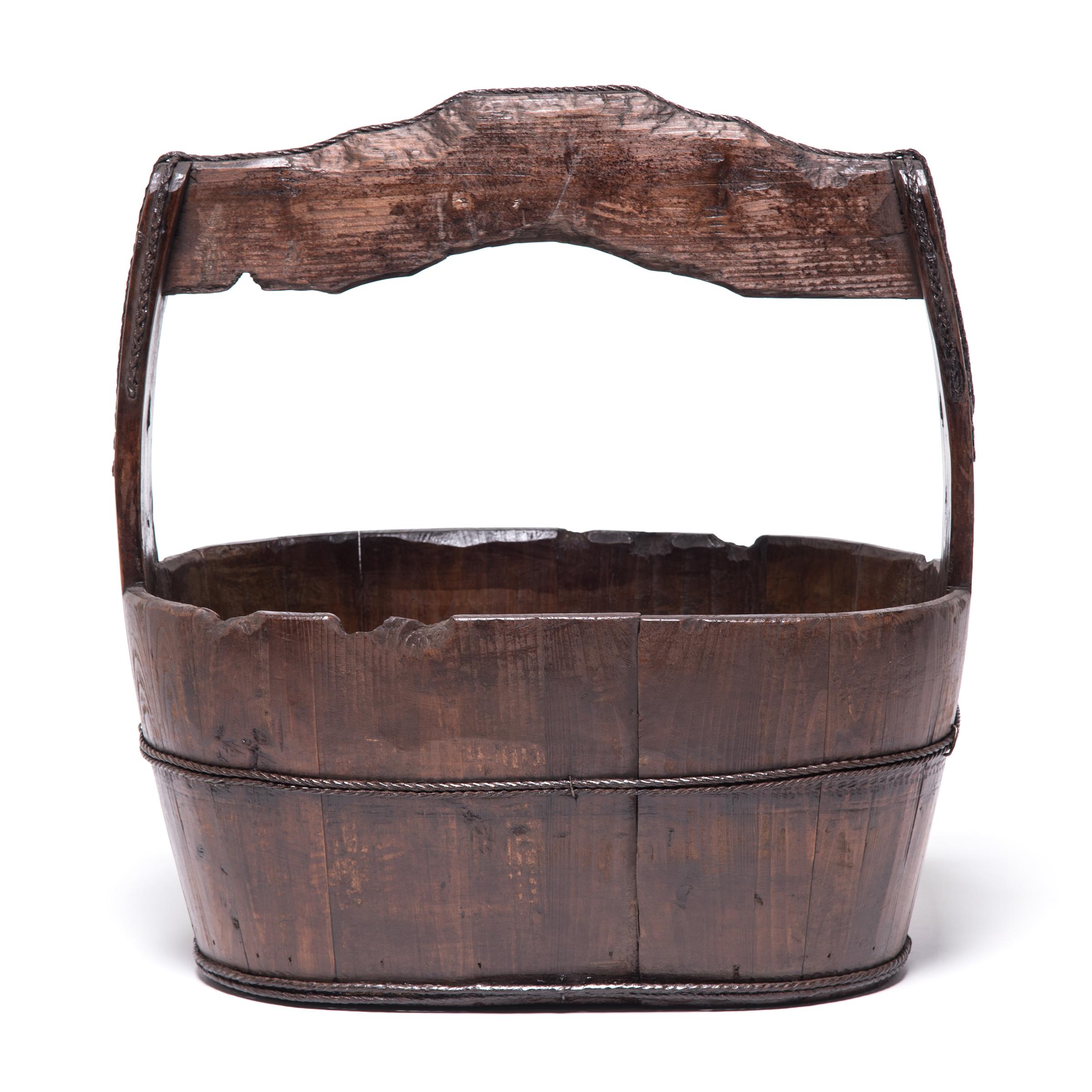 Rustic Chinese Burden Bucket, circa 1850