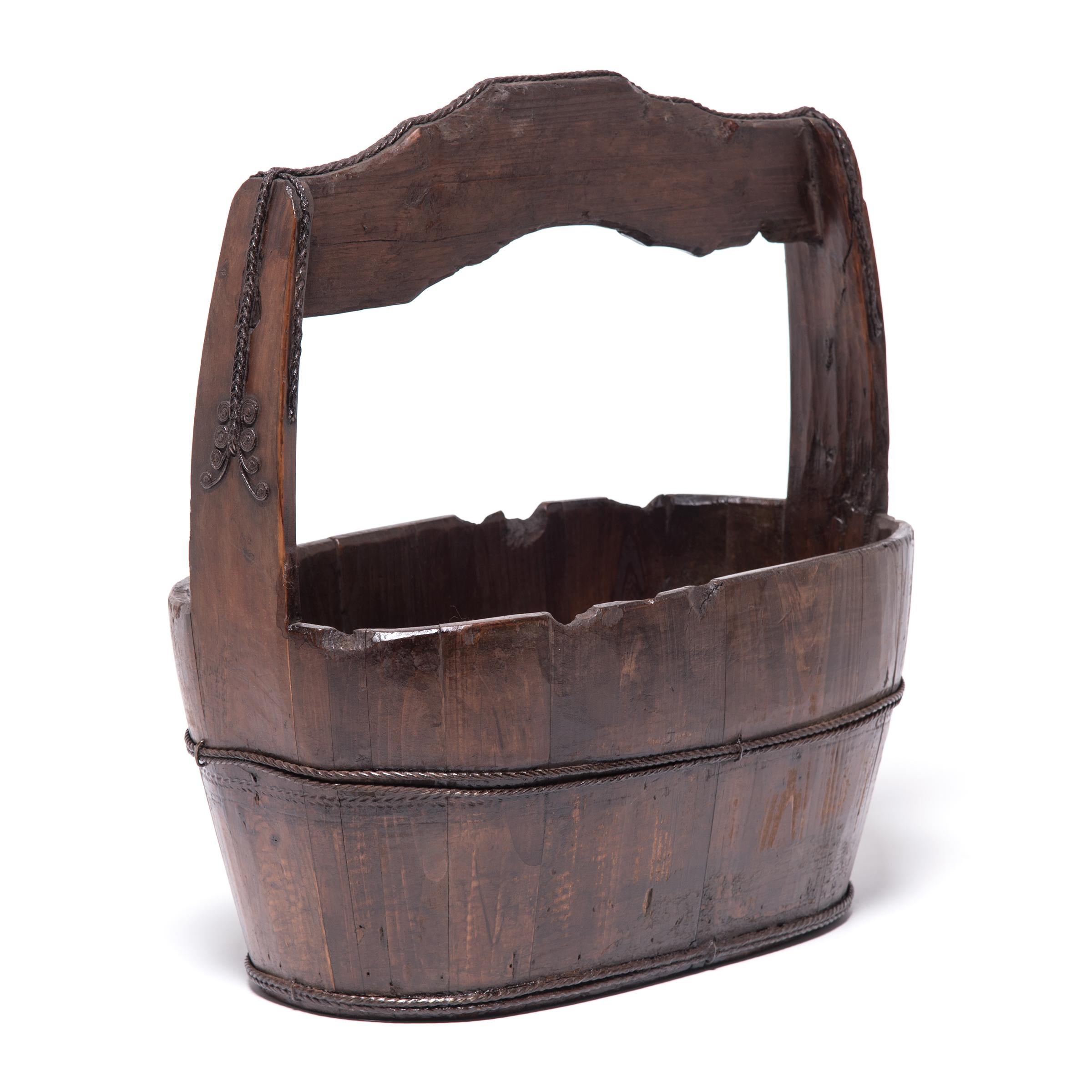 Chinese Burden Bucket, circa 1850 In Fair Condition In Chicago, IL