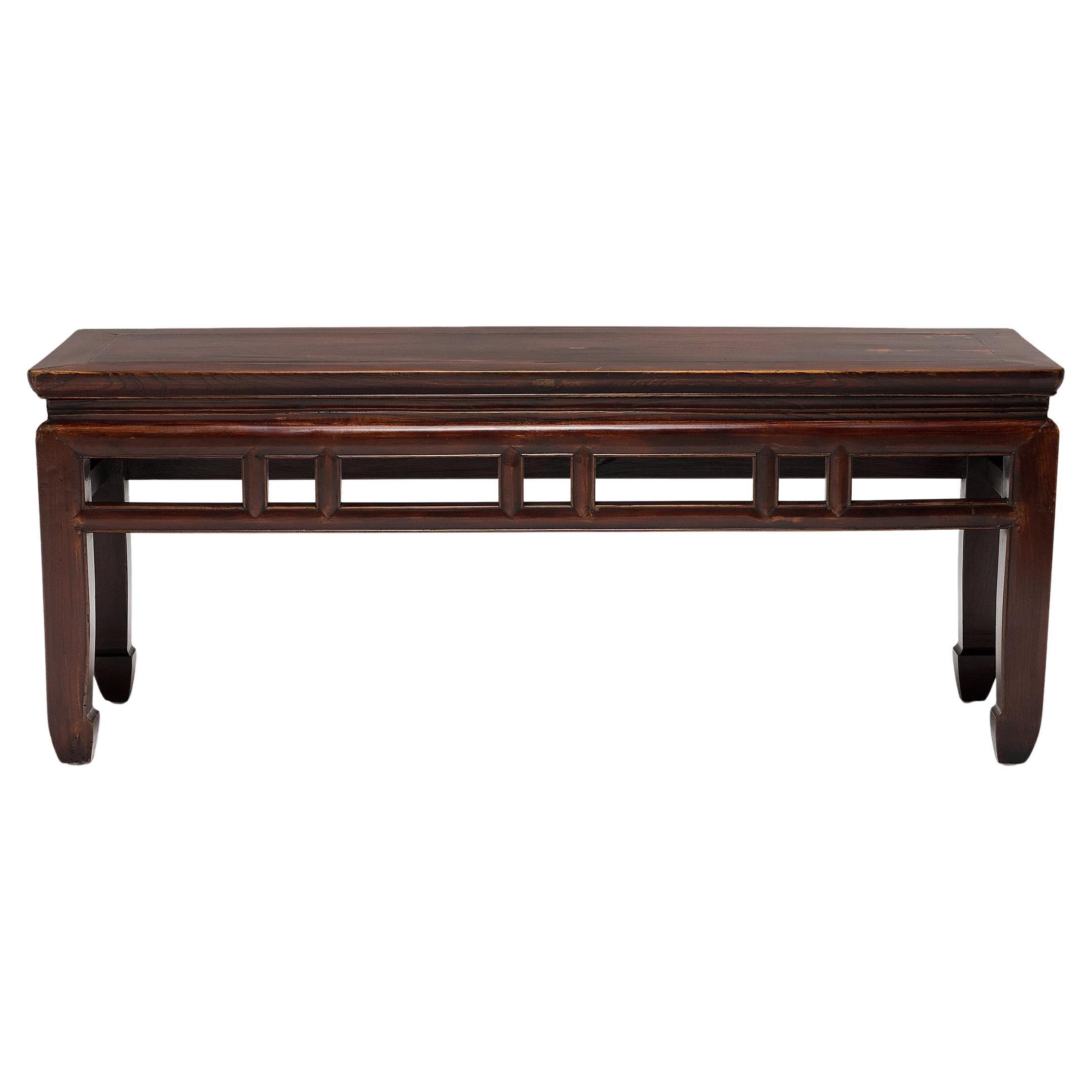 Chinese Burgundy Lacquer Bench, c. 1900