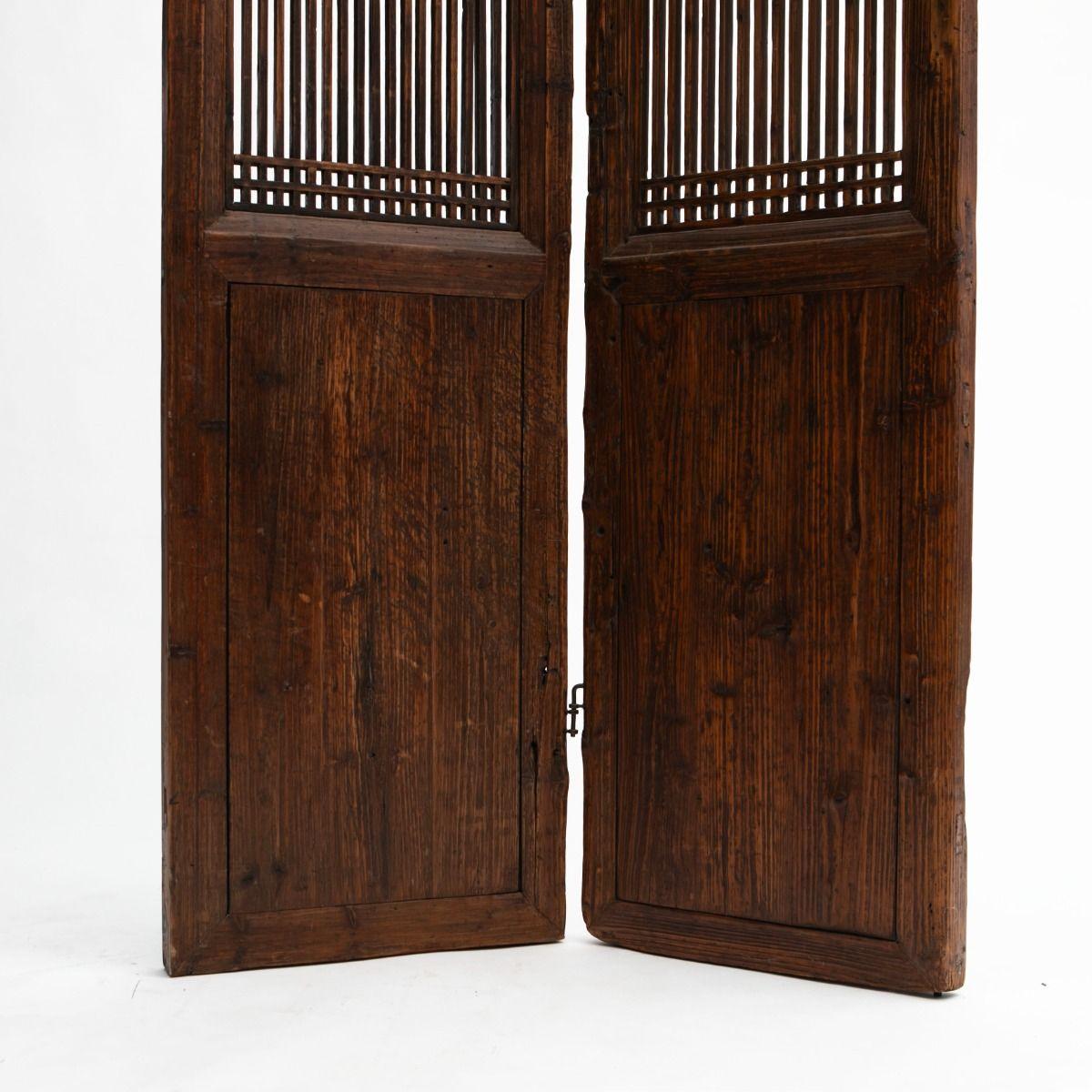 Pine Chinese Burgundy Lacquer Room Dividers, Shanxi, circa 1840 For Sale
