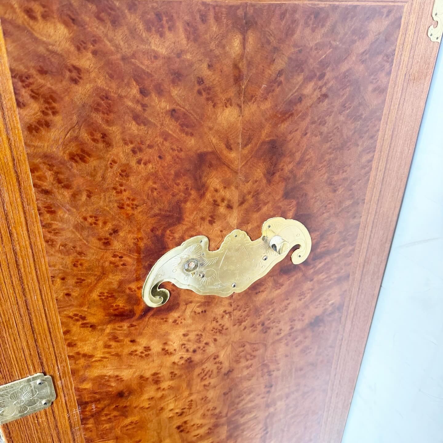 Chinese Burl Wood and Gold Armoire/Chest of Drawers For Sale 2