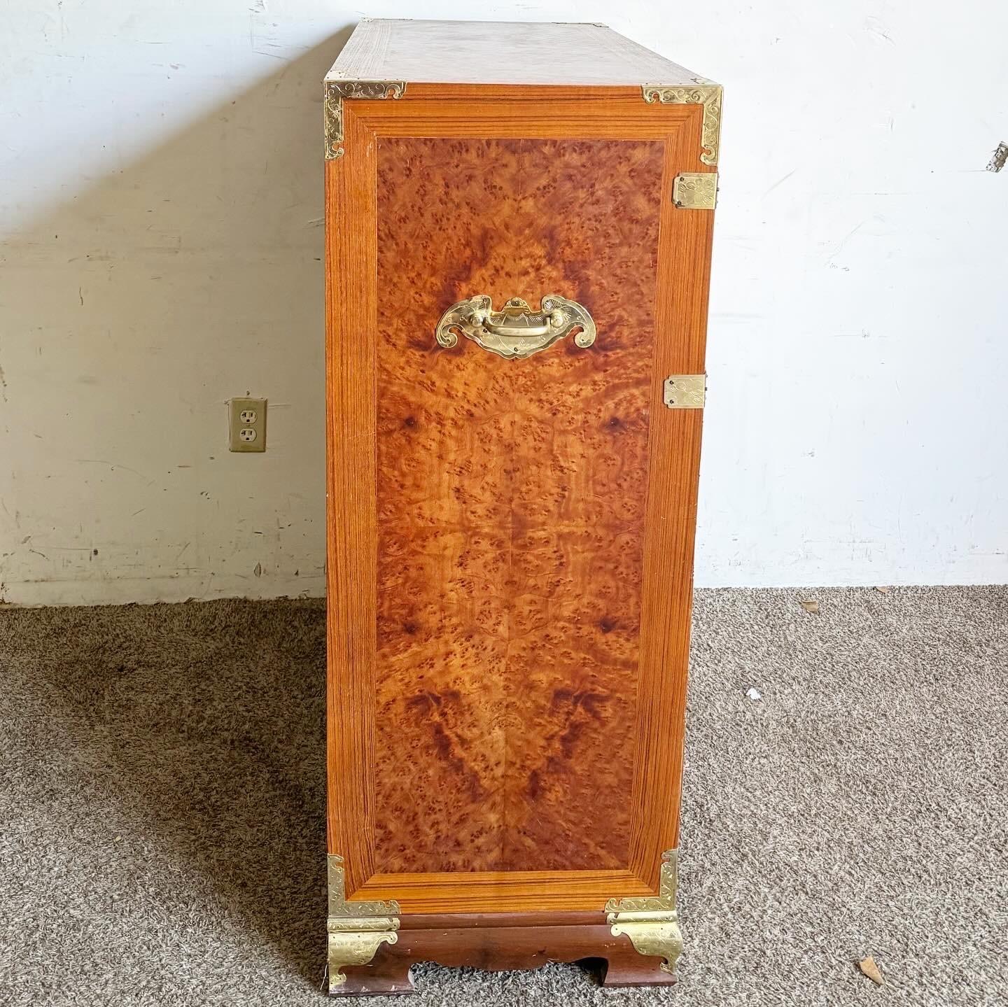 Chinese Burl Wood and Gold Armoire/Chest of Drawers For Sale 4