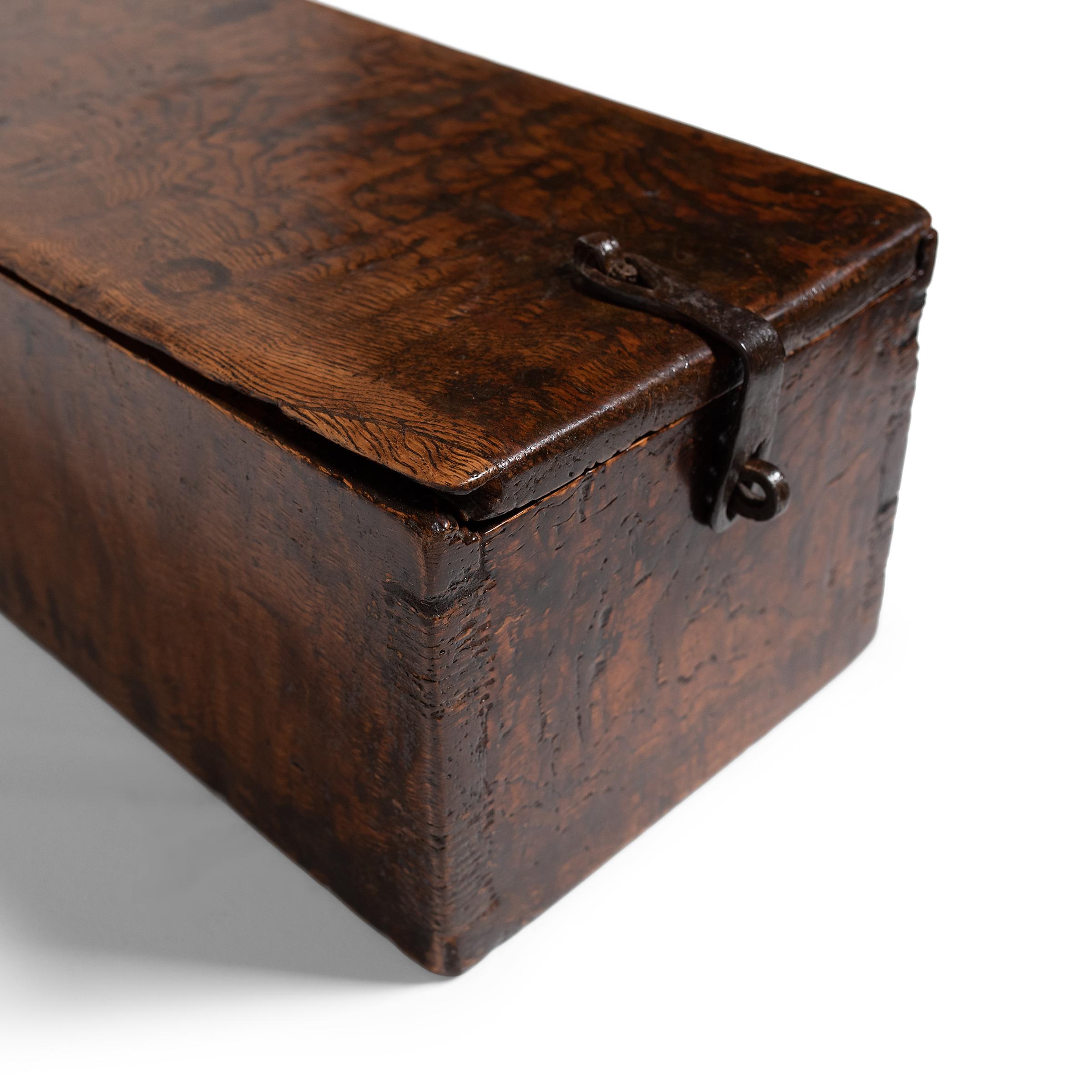 Metal Chinese Burl Wood Document Box, c. 1900