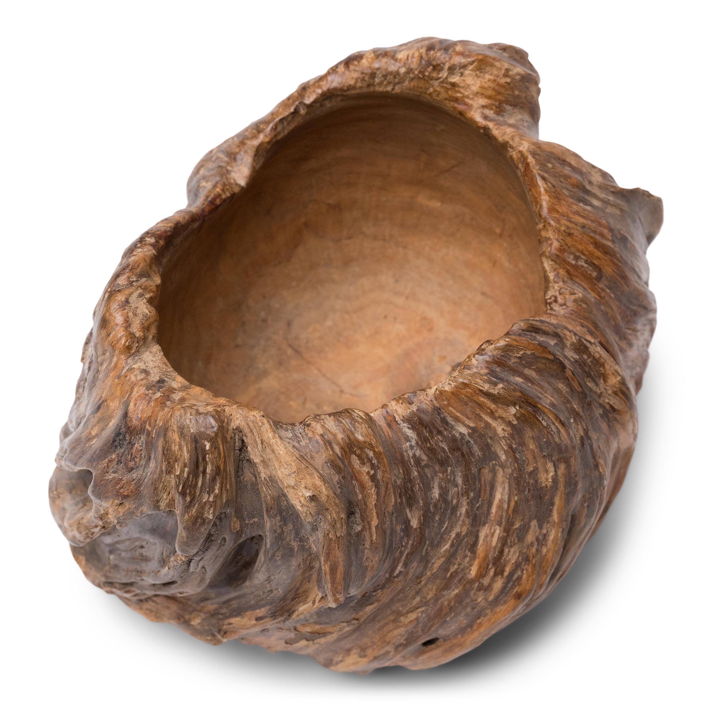 Qing Chinese Burled Brush Pot, c. 1900 For Sale