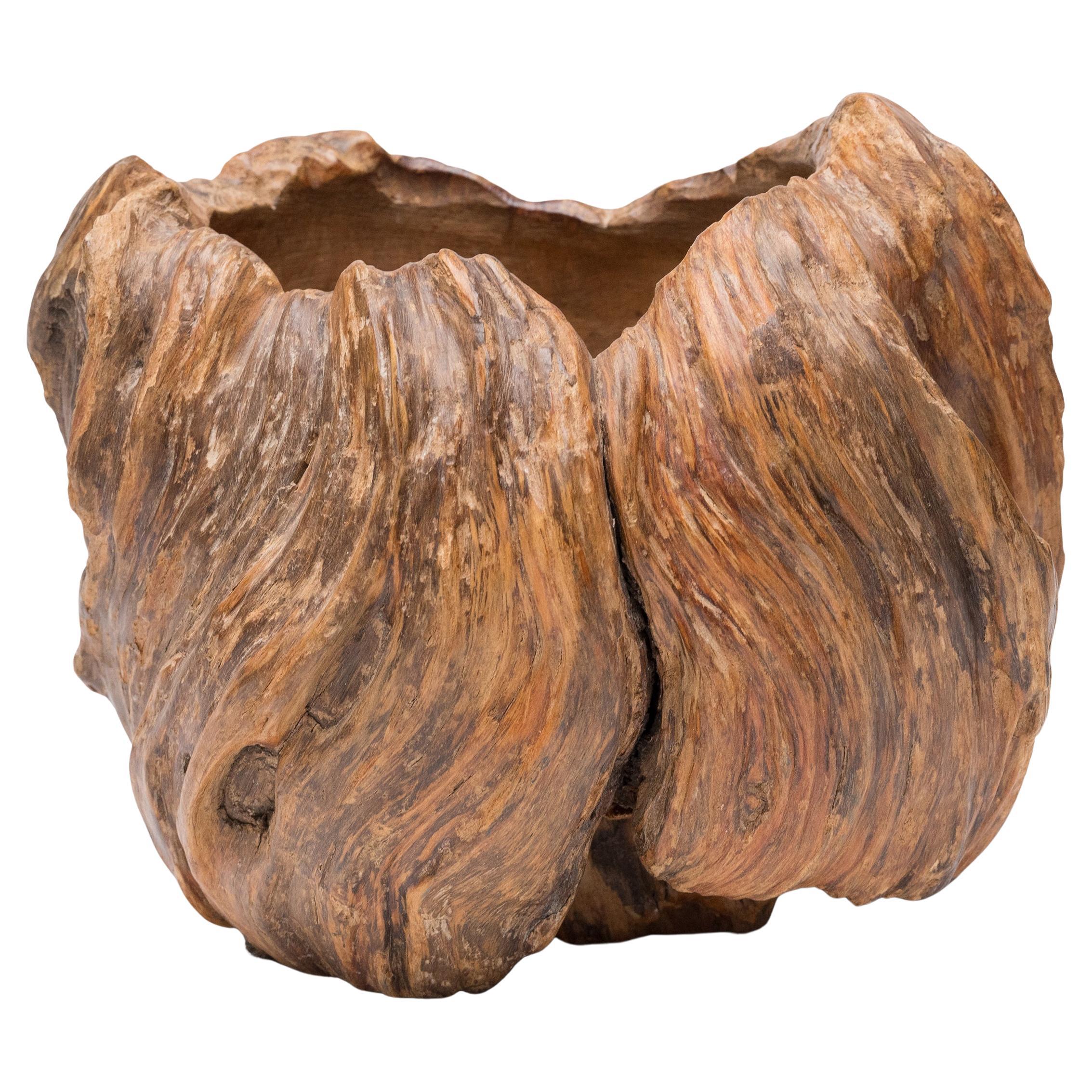 Chinese Burled Brush Pot, c. 1900 For Sale