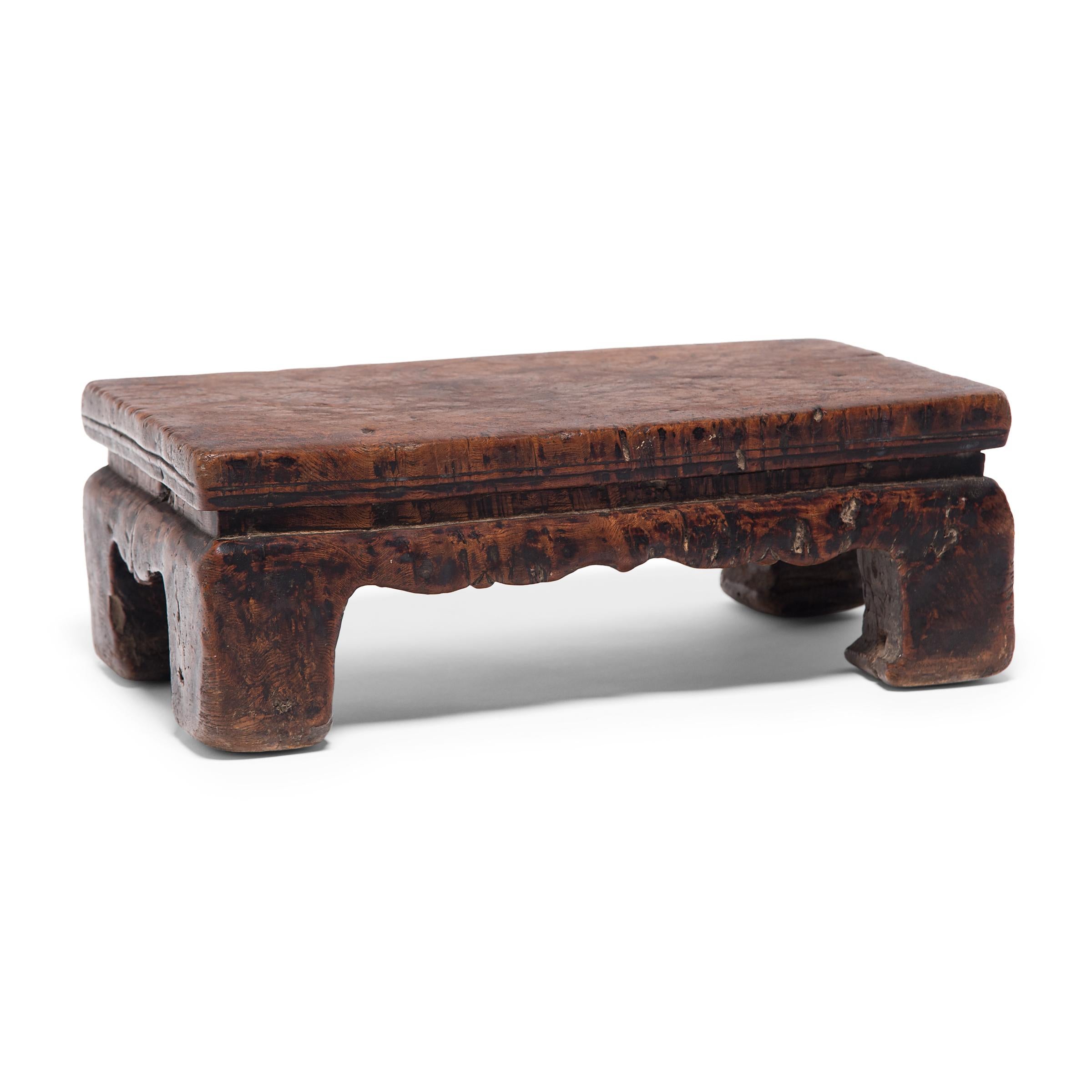 Carved Chinese Burlwood Table Stand, circa 1850