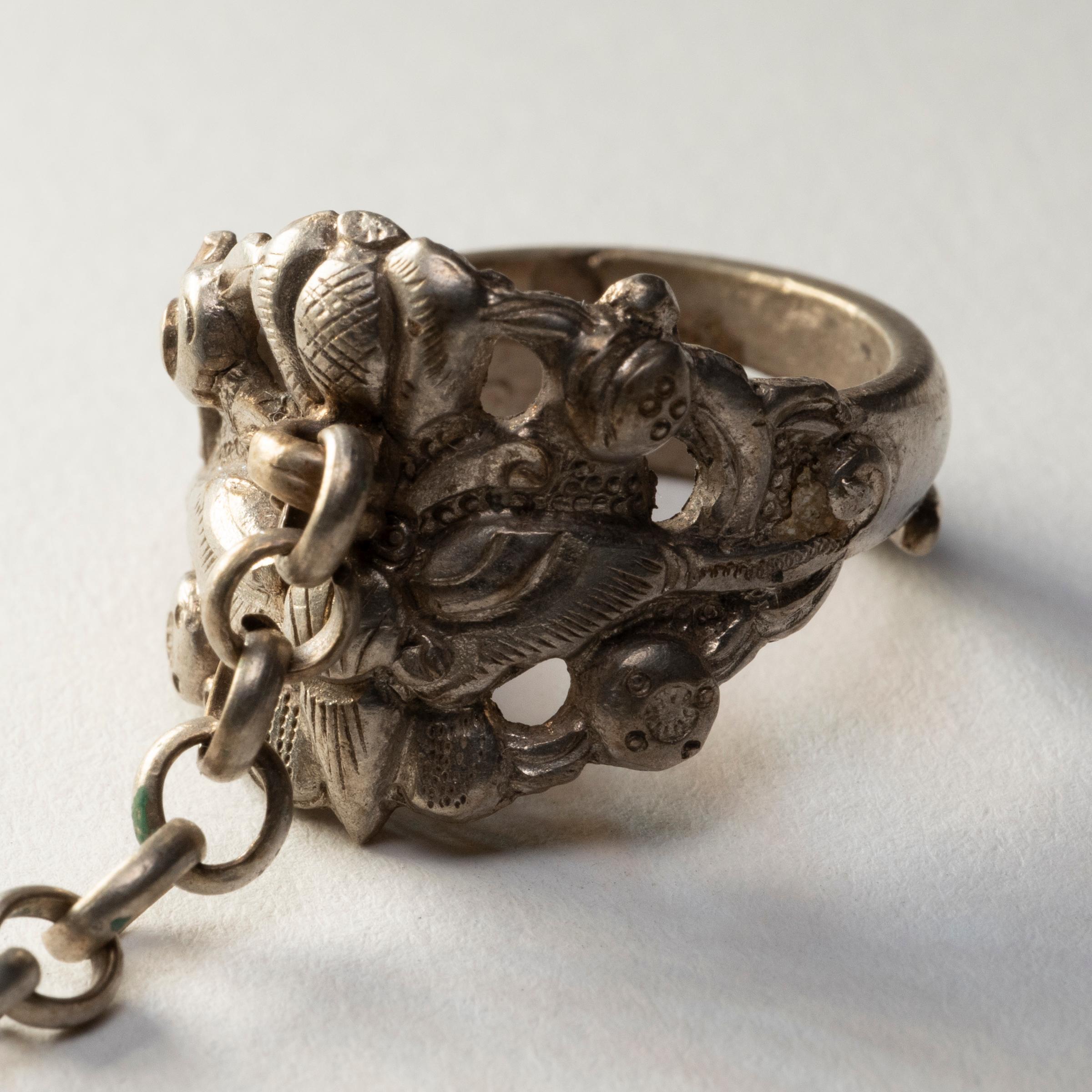 Qing Chinese Butterfly and Gourd Charm Ring, c. 1900 For Sale