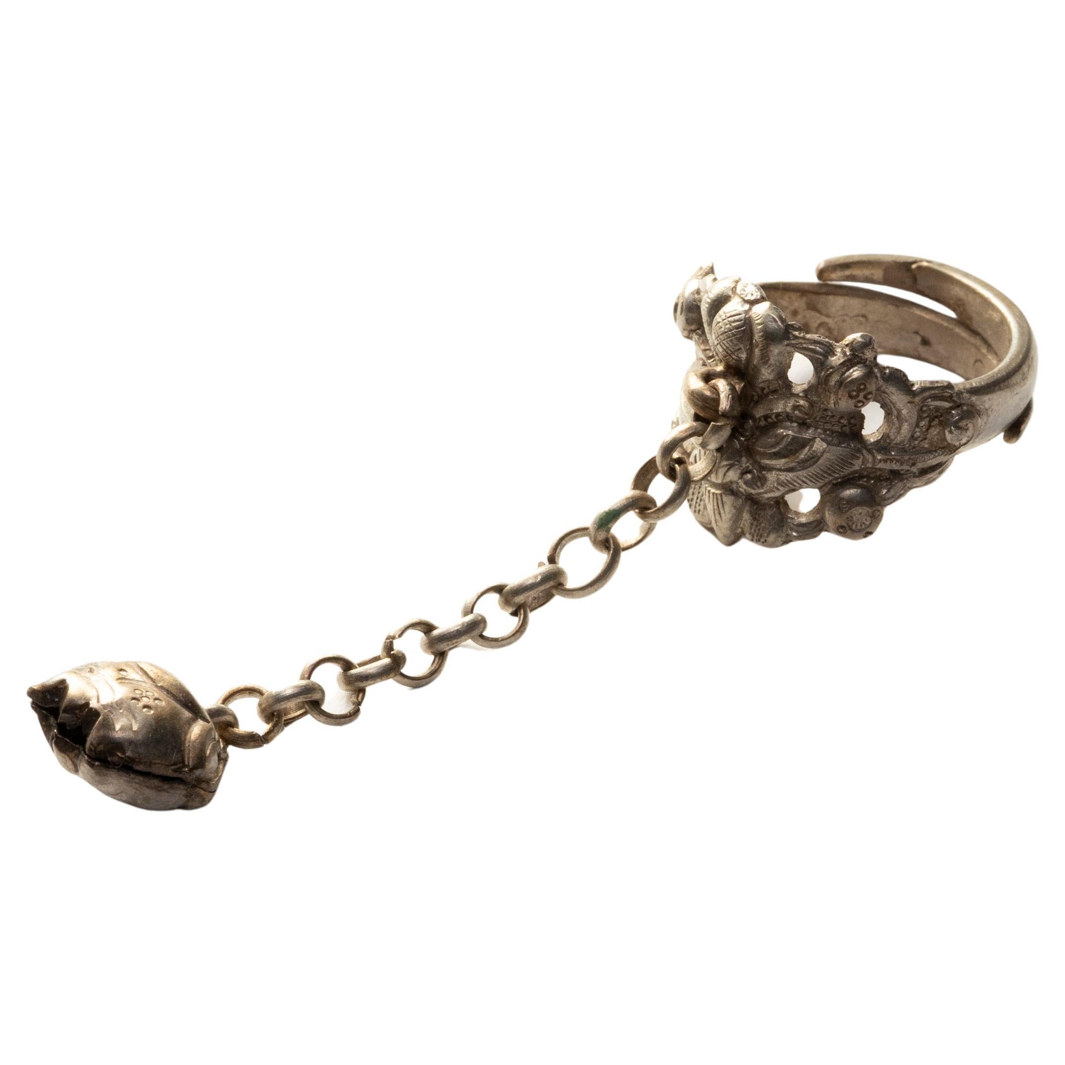 Chinese Butterfly and Gourd Charm Ring, c. 1900 For Sale