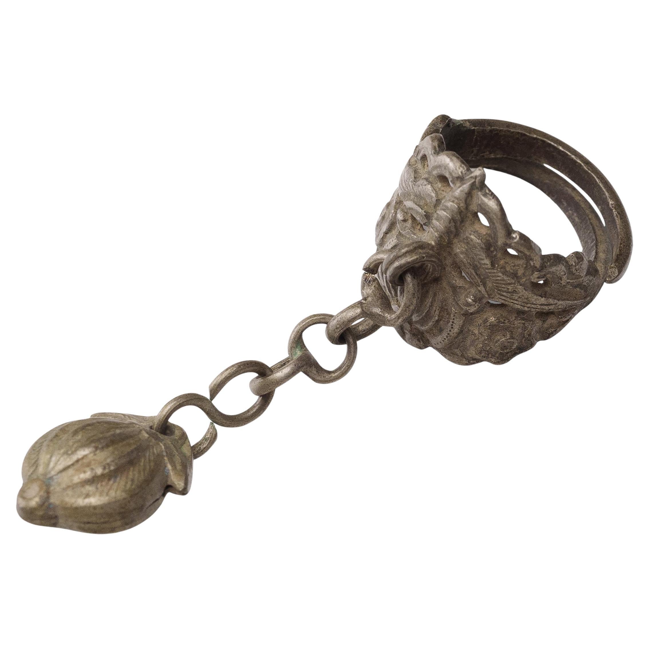 Chinese Butterfly & Gourd Charm Ring, c. 1900 For Sale