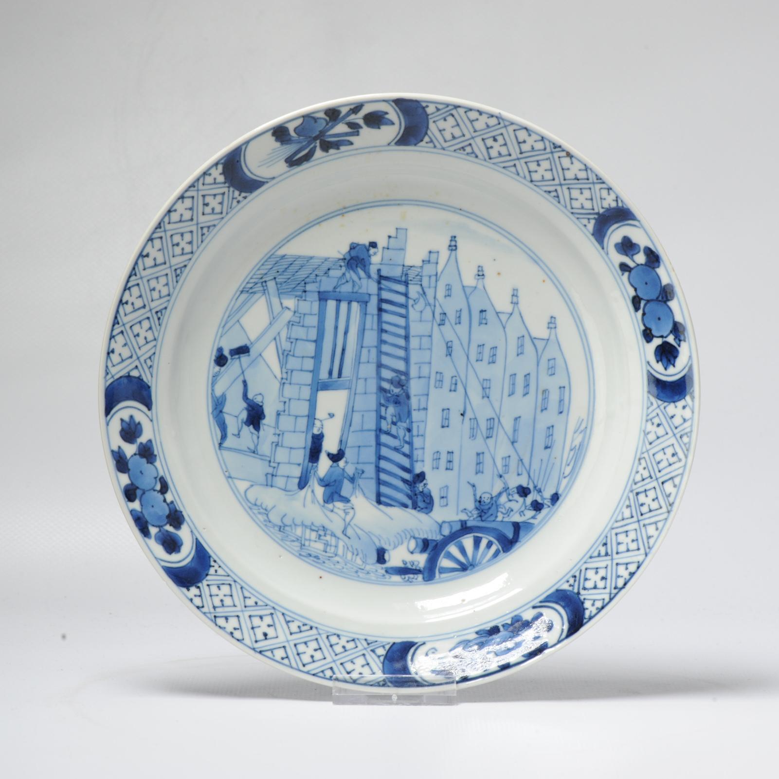 Description
A very nice example of the top quality made during the kangxi period. With sublime colors and painting. With the well know and interesting scene the Kostermann riot / Riot of Rotterdam. The base with a Chenghua mark.
The plate shows