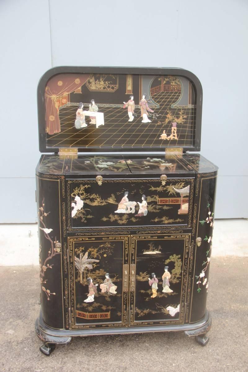 Chinese Cabinet Bar with Precious Stones and Precious Materials, 1950s 3