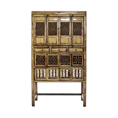 Antique Chinese Cabinet with Three Drawers and Four Doors